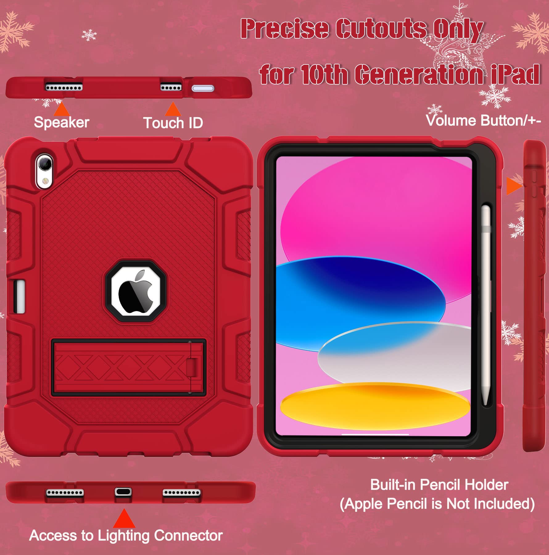 Rantice Ipad 10Th Generation Case 2022, 10.9 Inch Ipad Case With Pencil Holder, Ipad 10.9 Case With Kickstand, Hybrid Shockproof