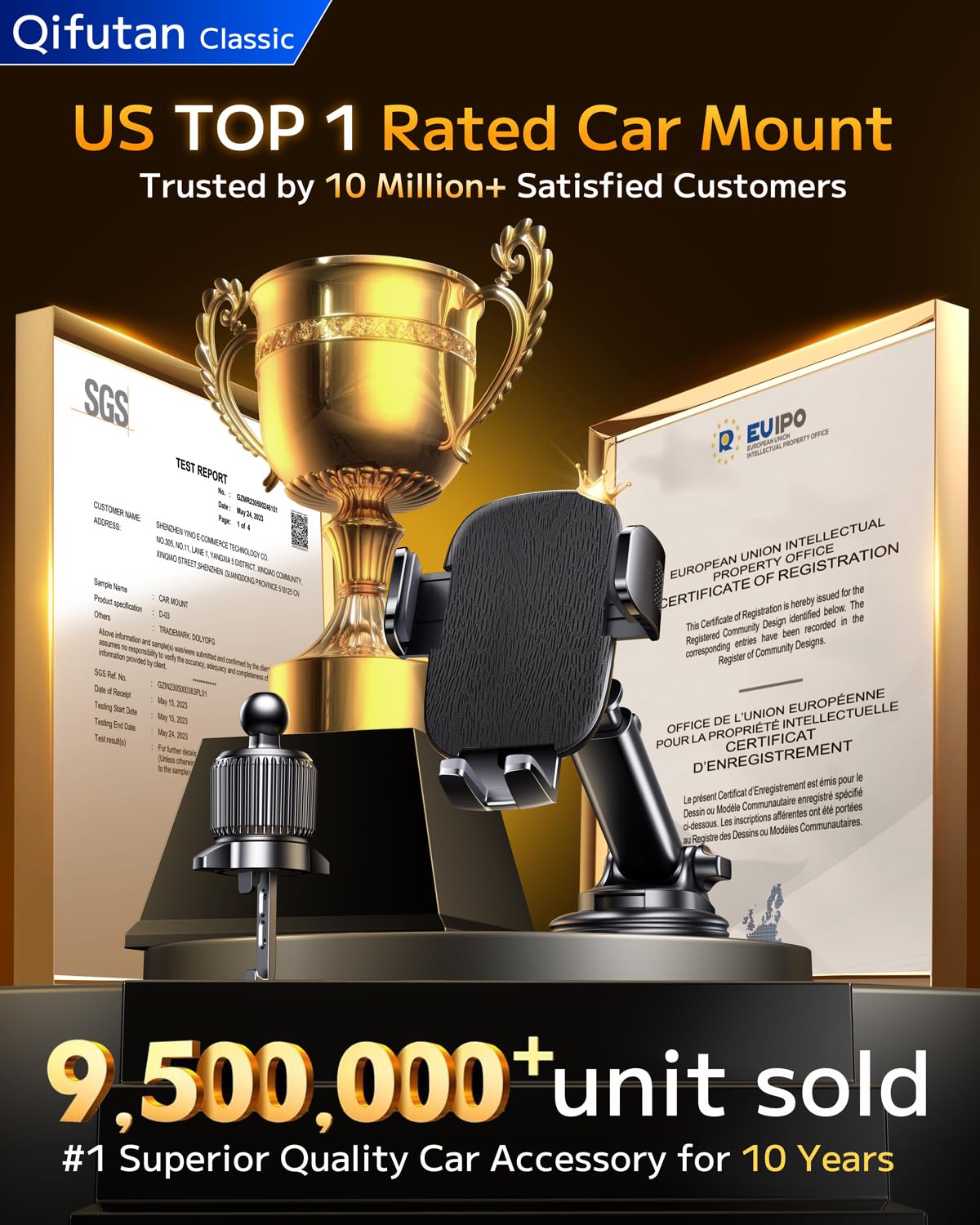 Qifutan Dash Mounted Phone Holders For Your Car Dash Phone Mount For Car Dashboard Air Vent Multi-Mount 3 In 1 Vehicle Windshiel