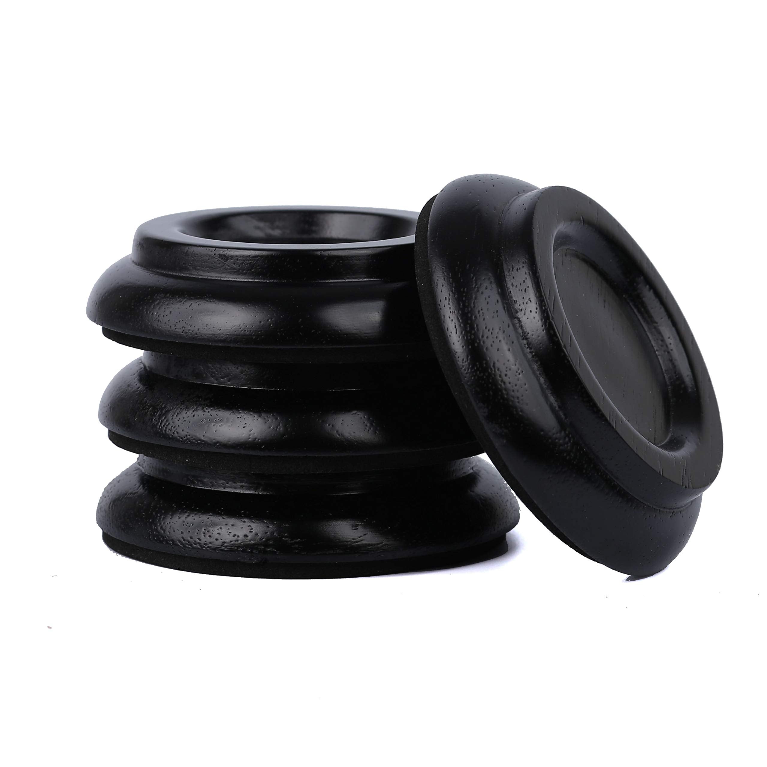 Solid Wood Piano Caster Piano Leg Floor Protectors 4 Pack Upright Piano Caster Cups With Non Slip & Anti Noise Foam (Black)