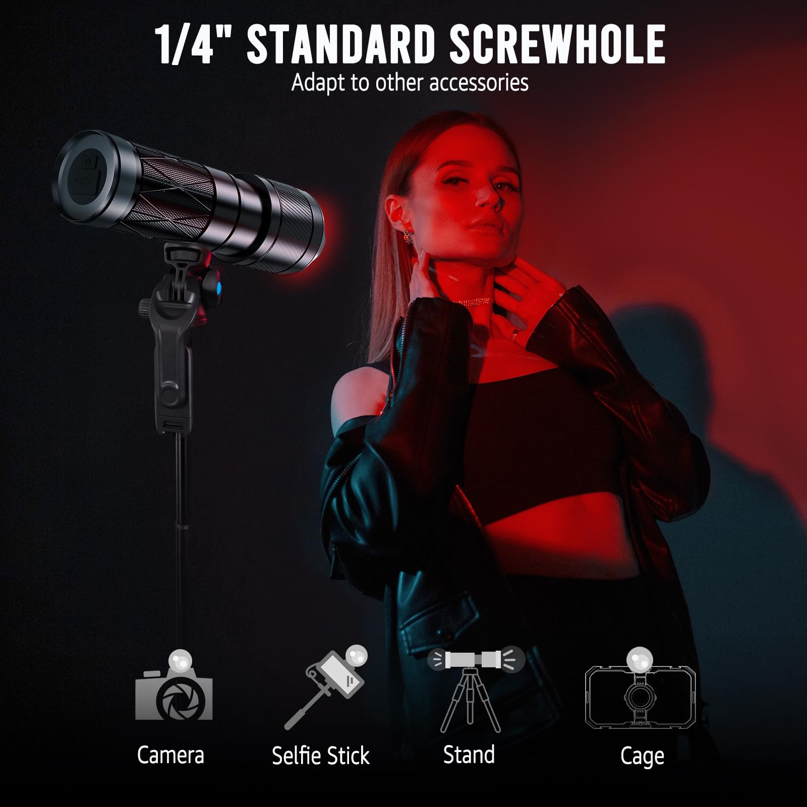 Niceveedi Handheld Photography Lighting With 4 Color Modes, Photography Flashlight With 6000Mah Rechargeable Battery&Diffusion,