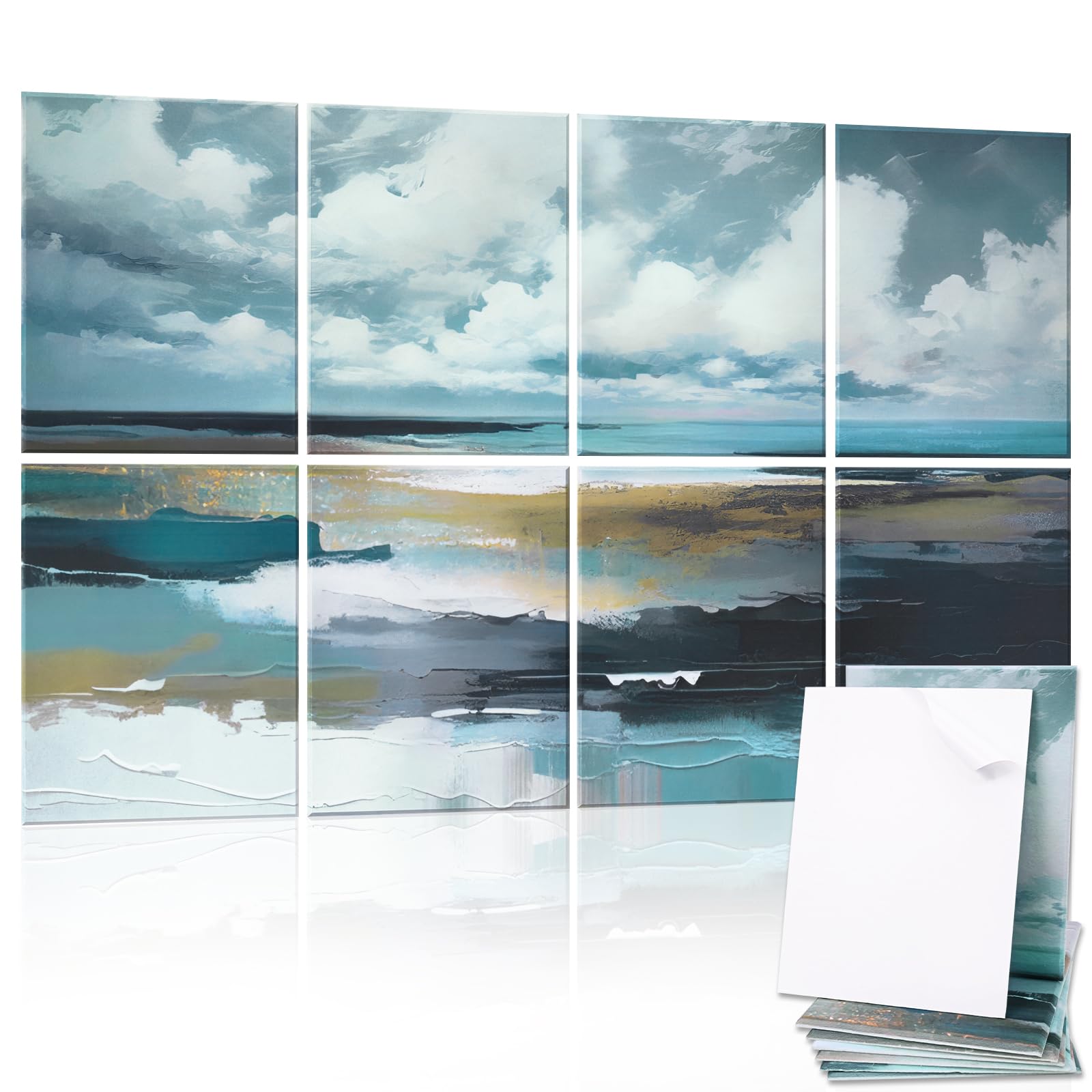 Atawlege 8 Pack Art Acoustic Panels, 48''X32'' Self Adhesive Soundproof Wall Panels, Decorative Sound Absorbing Panel, Acoustic