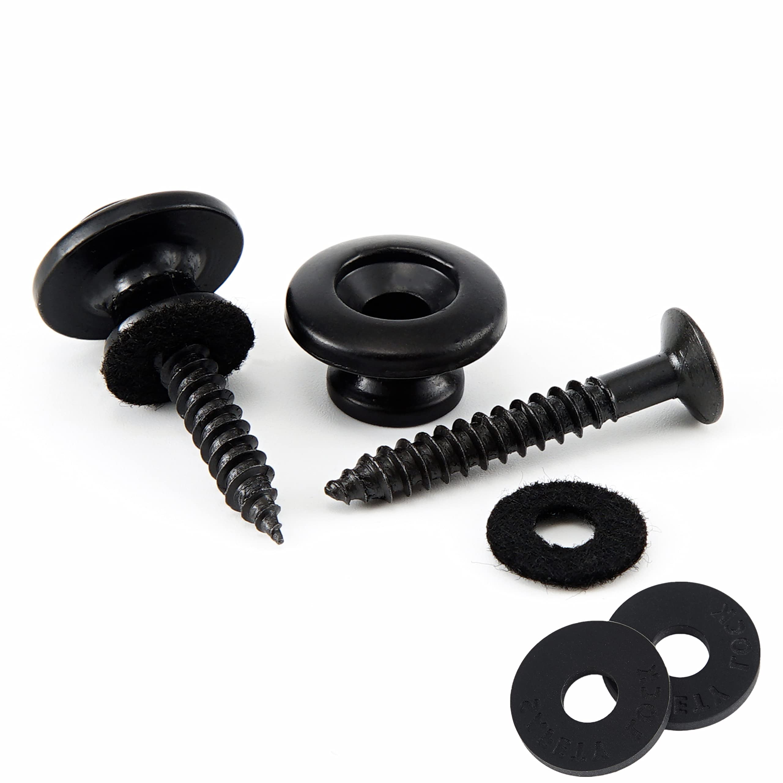 Miwayer Guitar Strap Locks Ukulele Straplock Bass Strap Buttons Metal Strap Retainer System with Strap Blocks (Black 2 PCS)