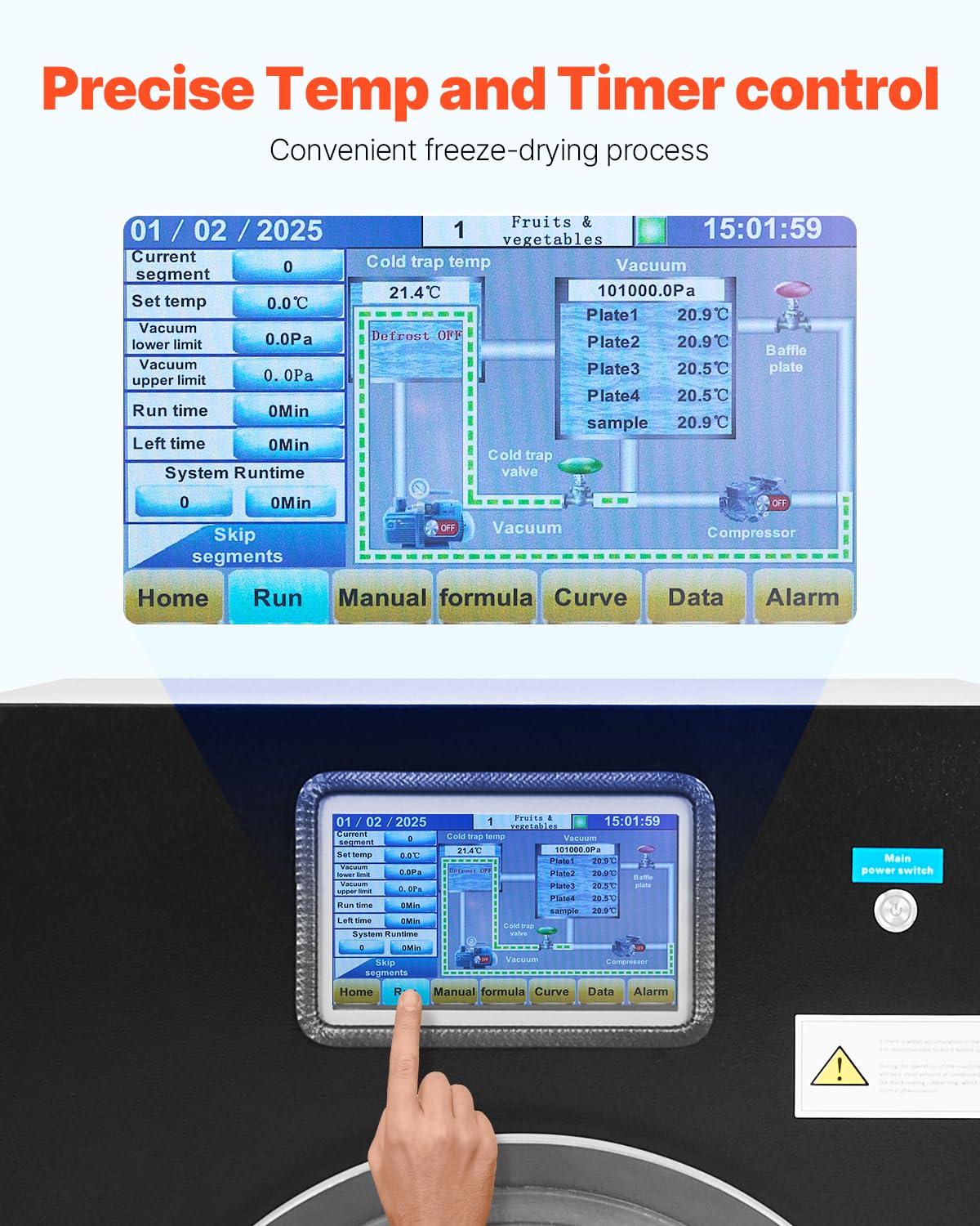 Vevor Vacuum Freeze Dryer Machine, 8.8-13.2 Lbs/Batch Food Freeze Drying Machine With 4-Layer Trays, Vacuum Pump, Adjustable Tim