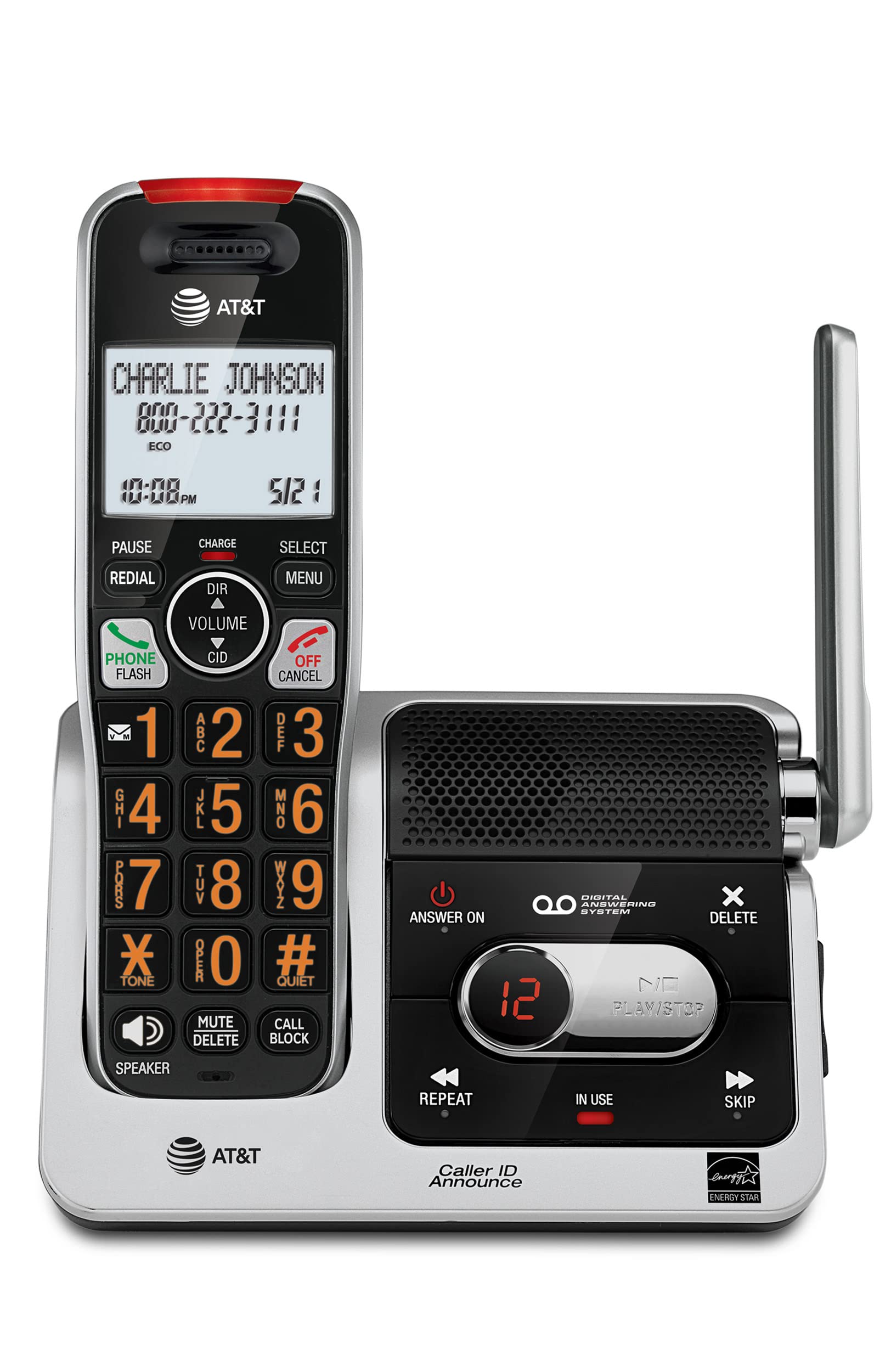 AT&T BL102 DECT 6.0 Cordless Phone for Home with Answering Machine, Call Blocking, Caller ID Announcer, Audio Assist, Intercom, 