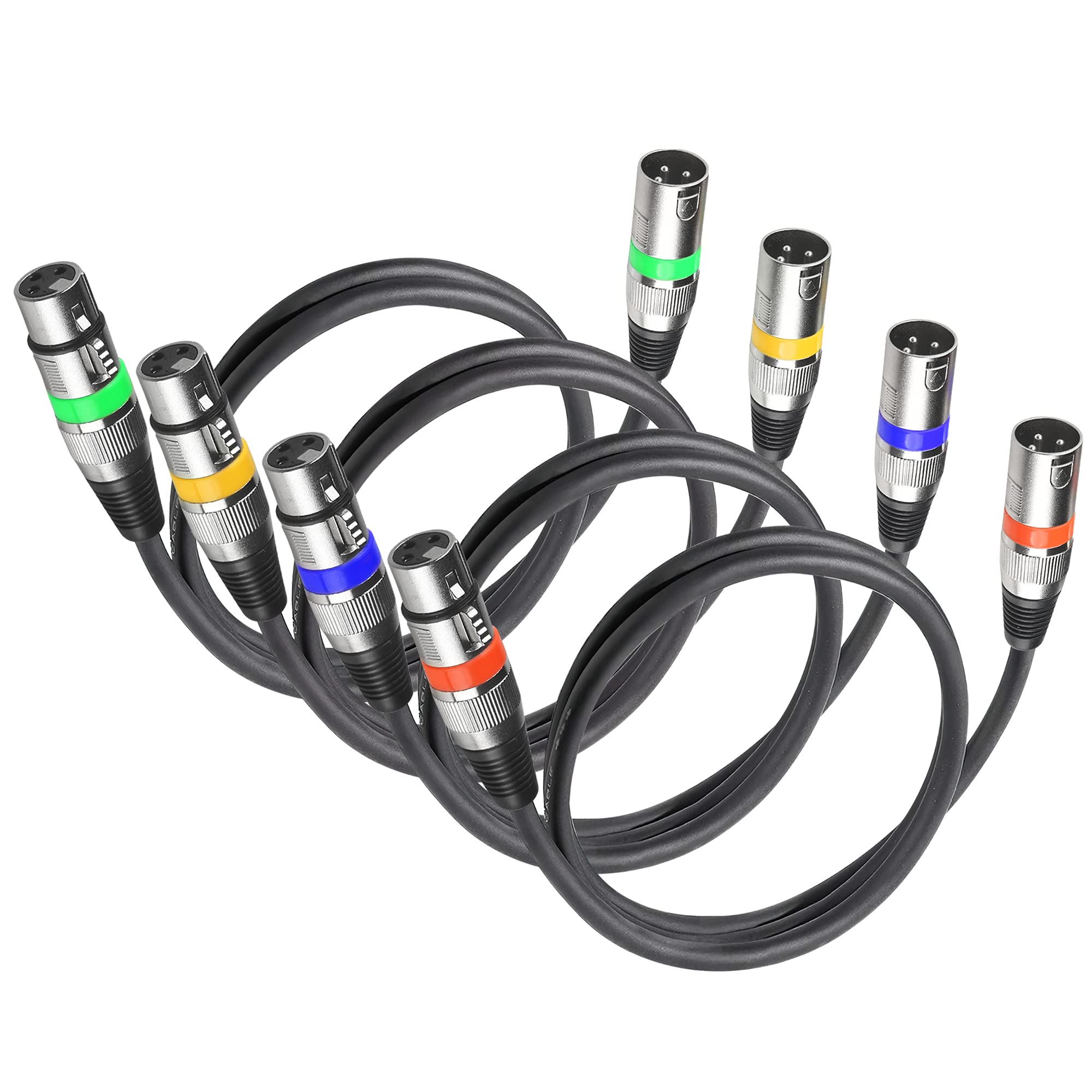 4Pack 3 Pin Dmx Cables Male Female Xlr Patch Cables, Cable Dmx 1.2M 4Ft Xlr Male To Xlr Female Light Dmx Cable With 3 Pin Connec