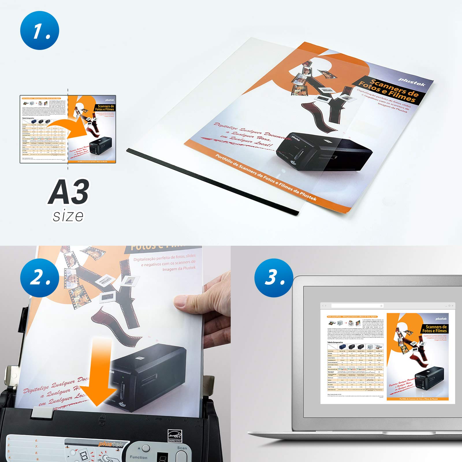 Plustek A4 / Letter Size Document Carrier Sheets (Pack Of 5)   Protects Fragile Paper And A3 Size Document By Folding Support Epson, Brother, Fujitsu And Canon Document Scanner