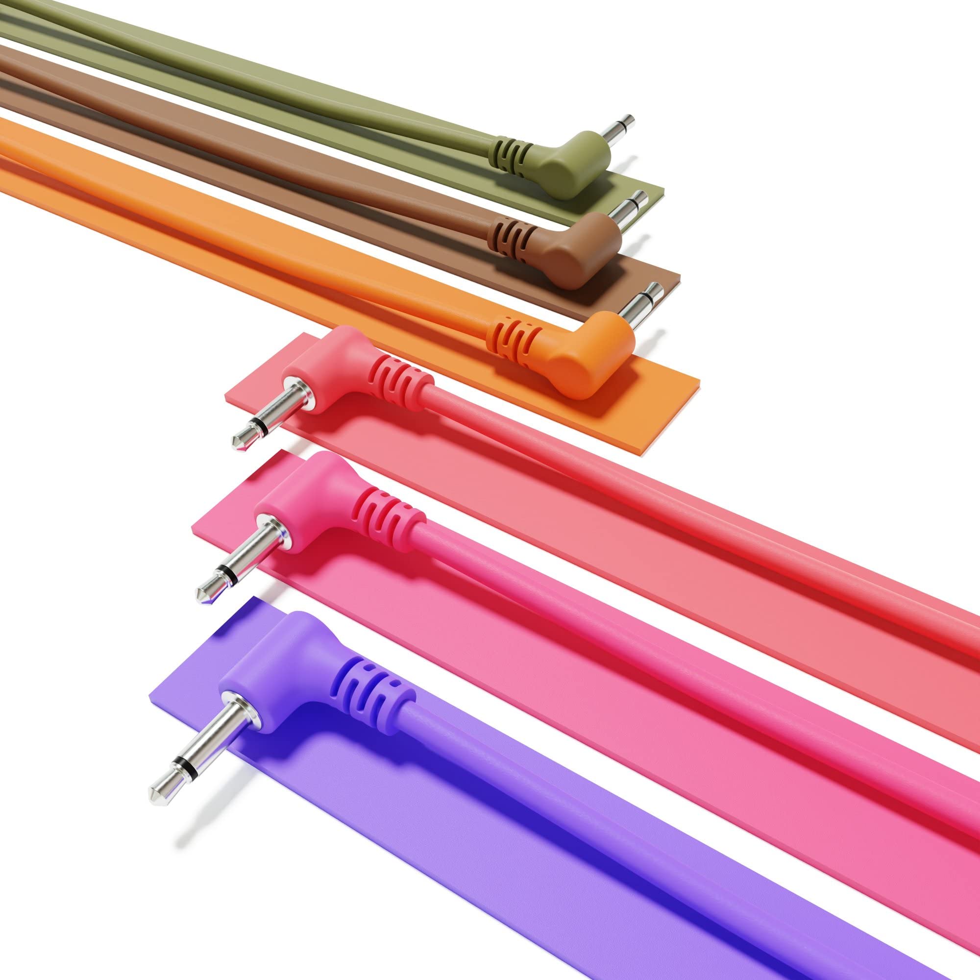 Excelvalley   6B Pack   Right Angle Mono Modular Patch Cables   3.5Mm 1/8'' Eurorack Synthesizer [45 Cm   18'']