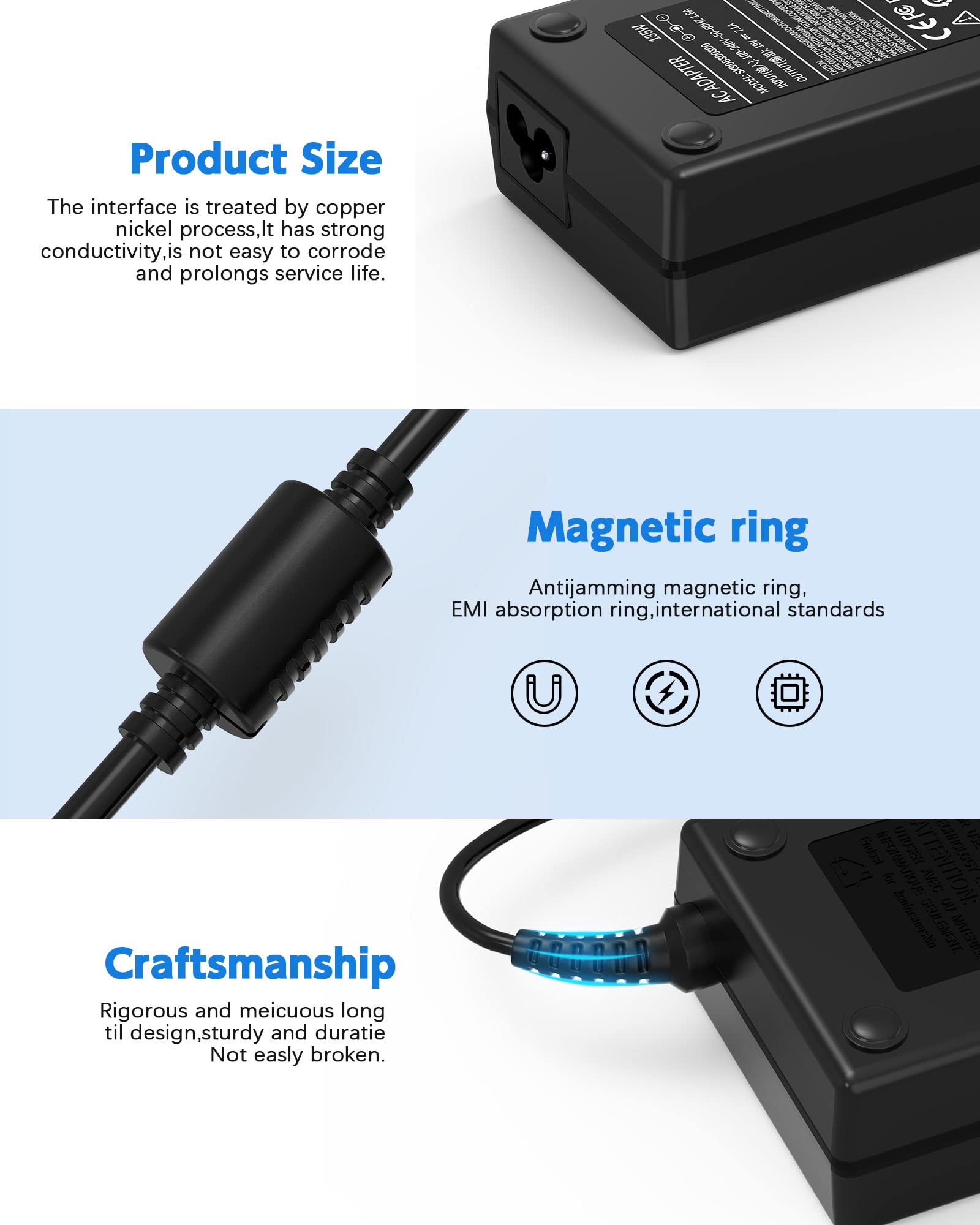 135W Syfrufo Acer Laptop Charger, 19V 7.1A Power Supply for Nitro 5 AN515-55-53AG, Aspire 5 A517 Series, Black AC