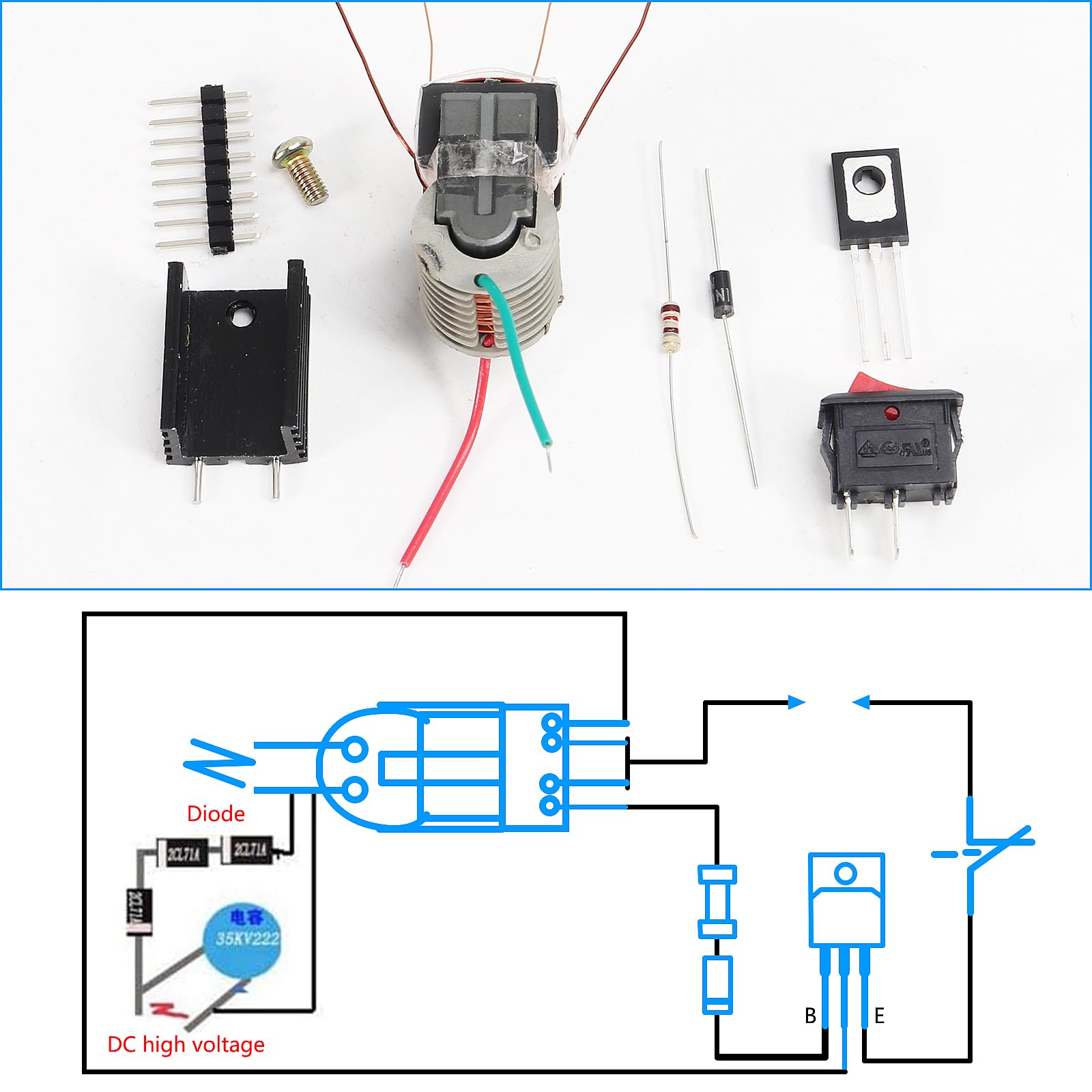 Aediko 5 Sets High Voltage Generator 15Kv High Voltage Generator Inverter Arc Igniter Coil Module Disassembled Parts (5 Sets)