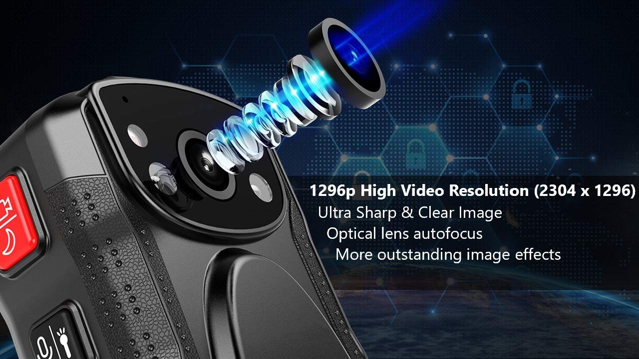 Patrolmaster 1296P Uhd Body Camera With Audio (Build In 128Gb), 2 Inch Display, Night Vision, Waterproof, Shockproof, Body Worn