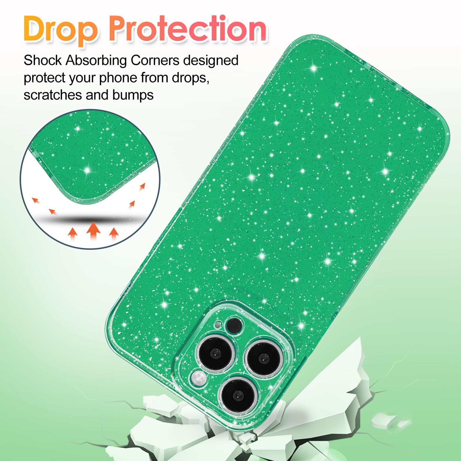 Hython Case For Iphone 12 Pro Case Glitter Cute Sparkly Shiny Bling Sparkle Phone Cases 6.1'', Thin Slim Fit Soft Tpu Bumper Sho