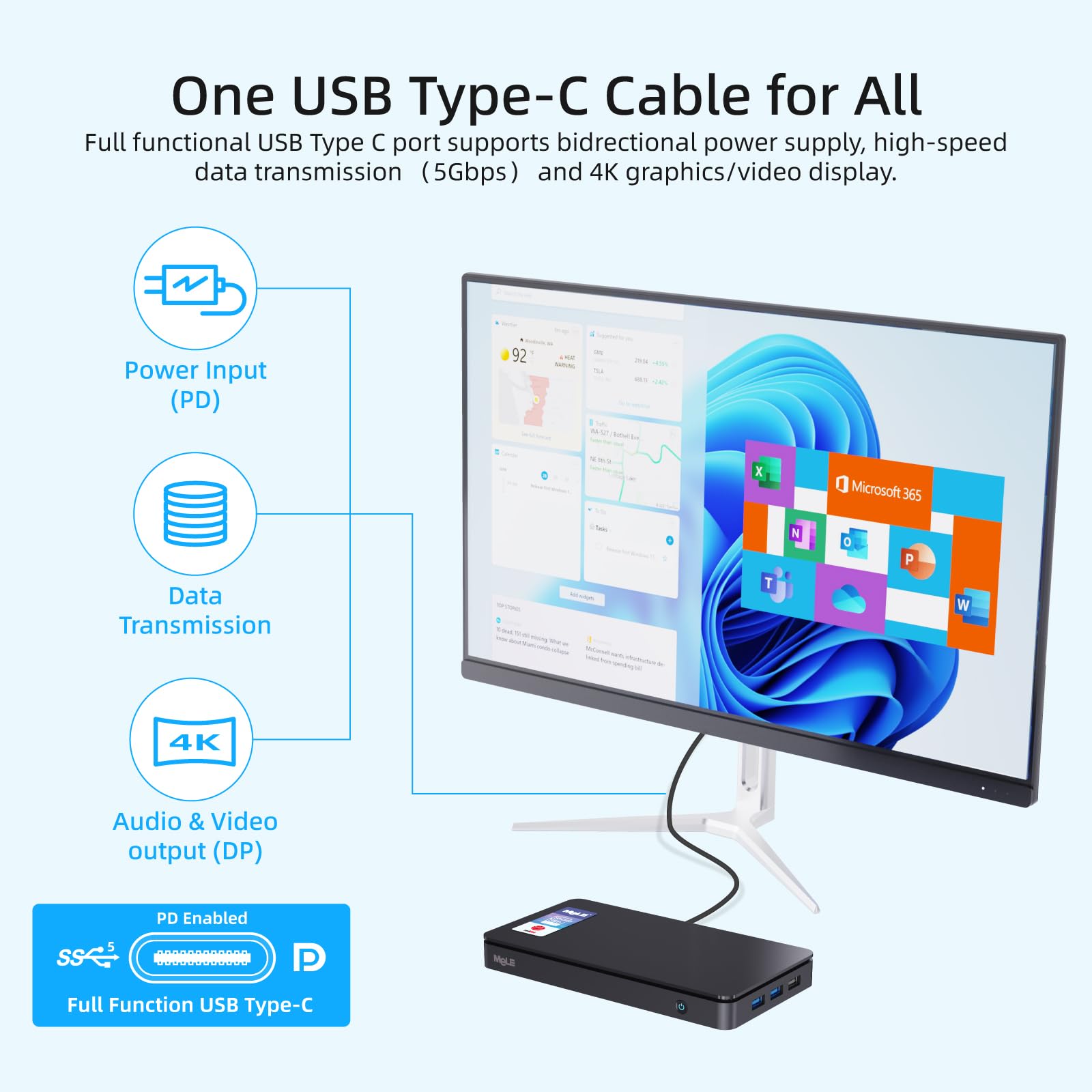 Mele Overclock4C N95(Up To 3.4Ghz) 16Gb 512Gb Slim Mini Pc Windows 11 Pro Dual Hdmi + Usb Type C 4K Triple Display Wifi 6 Bt5.2