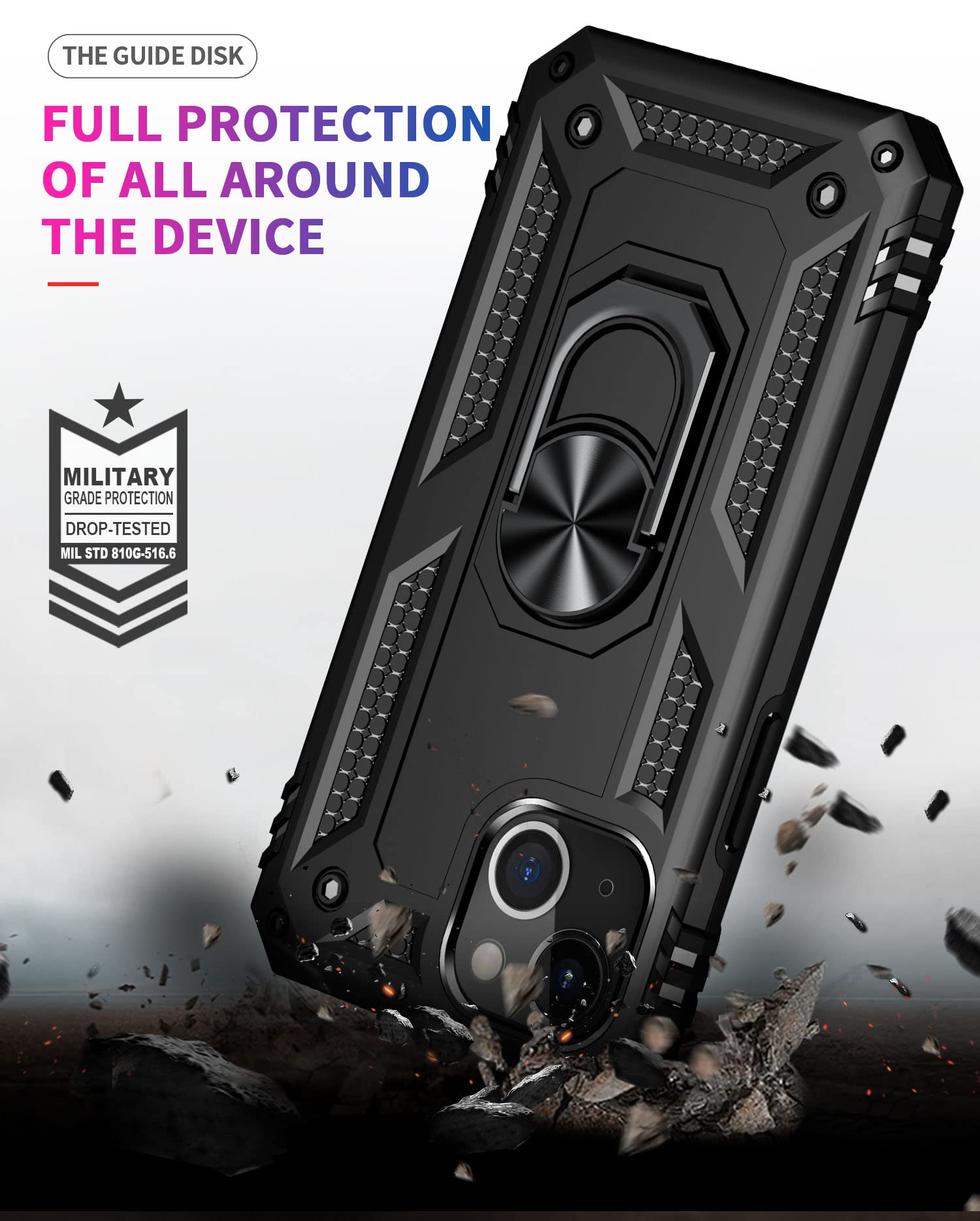 Addit Case For Iphone 14 Phone Case Iphone 14 Case, With Ring Holder Stand, Support Magnet Car Mount, Military Grade, Heavy Duty