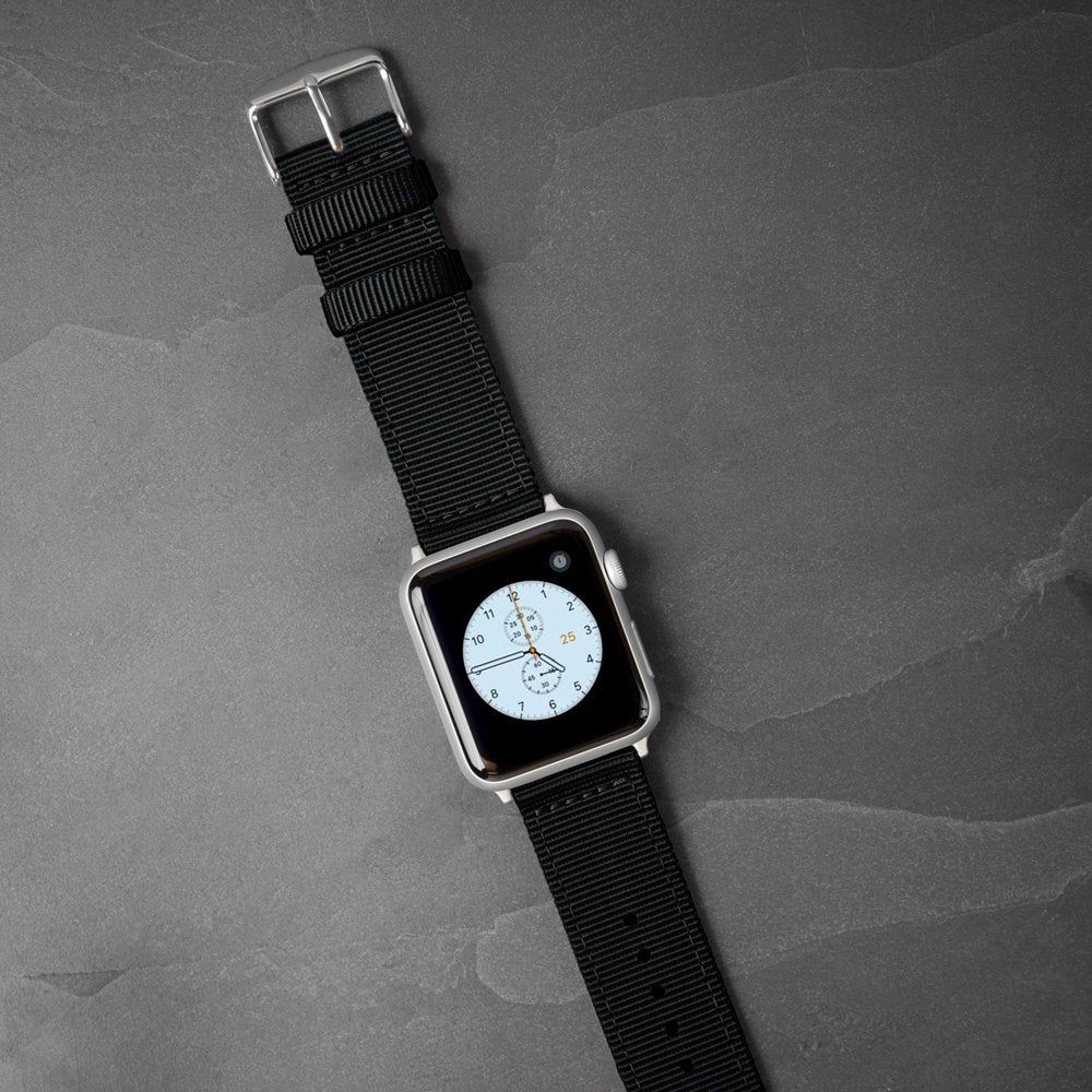 Archer Watch Straps   Premium Nylon Replacement Bands For Apple Watch (Black, Stainless, 38/40/41Mm)
