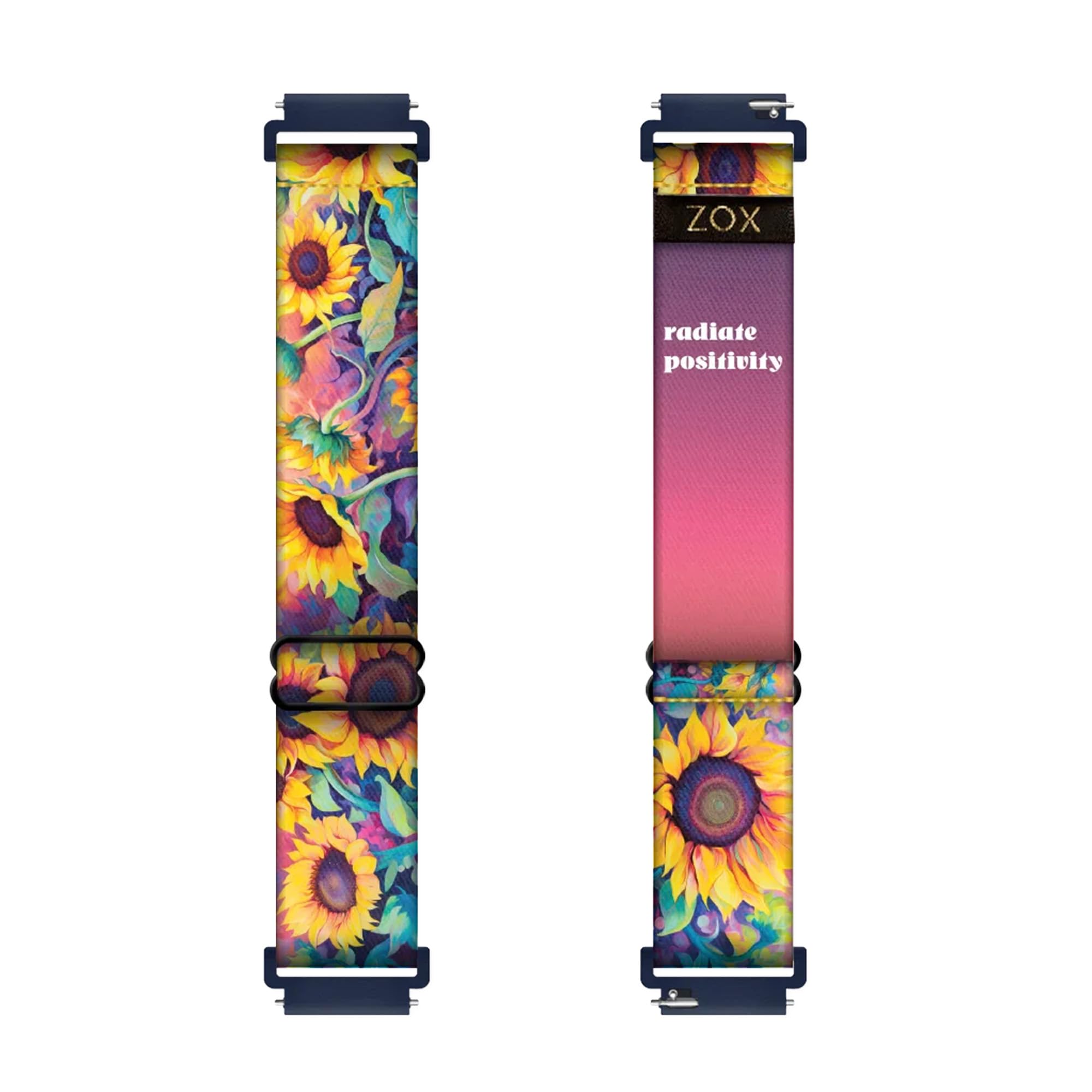Zox Android Smart Watch Band - Radiate Positivity | Soft, Adjustable Elastic Band With Motivational Affirmations And Beautiful A