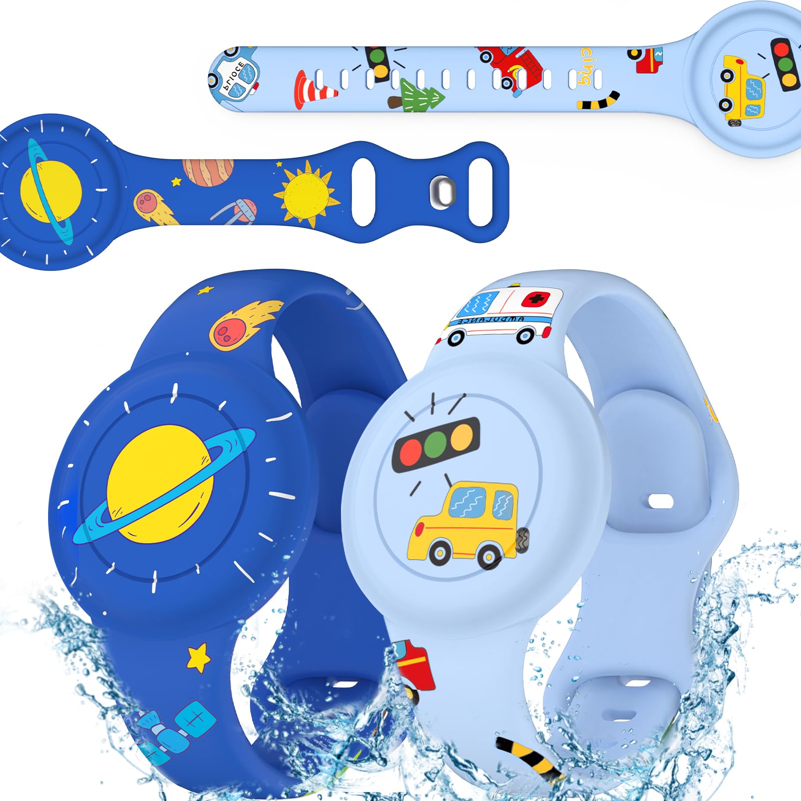 2 Pack Waterproof Air Tag Bracelet For Kids, Cute Cartoon Airtag Holder For Kids Soft Silicone Full Coverage Hidden Airtags Wris