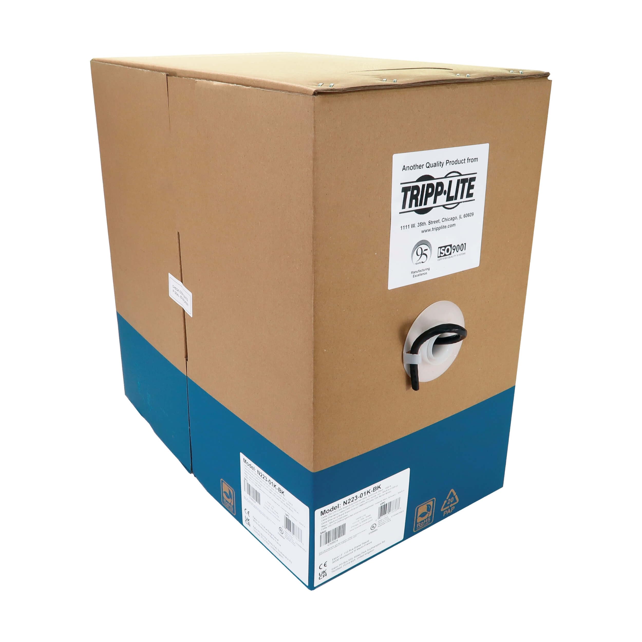 Cat6A Bulk Cbl Blk 1000'