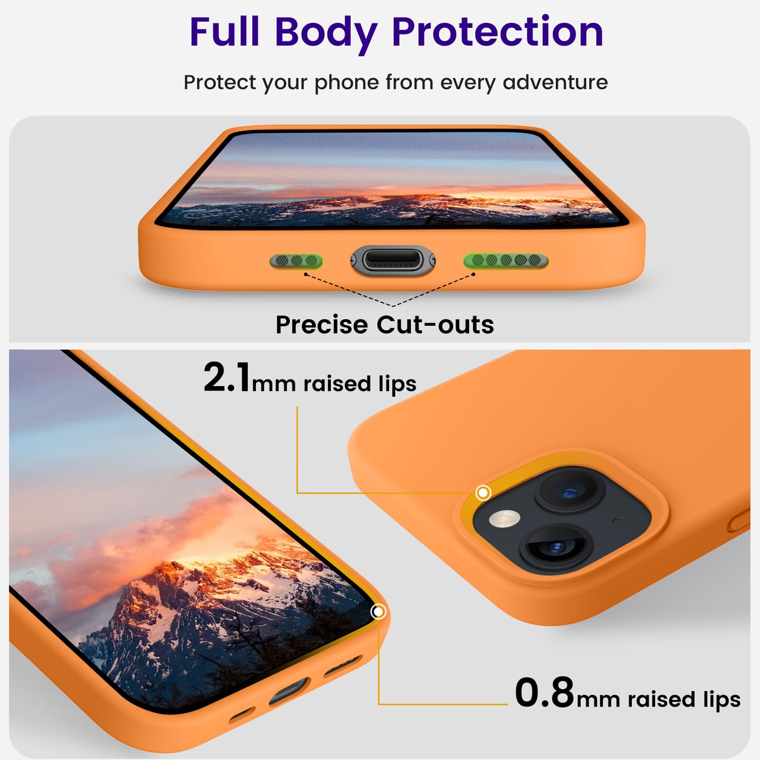 Otofly Designed For Iphone 13 Case, Silicone Shockproof Slim Thin Phone Case For Iphone 13 6.1 Inch (Orange)