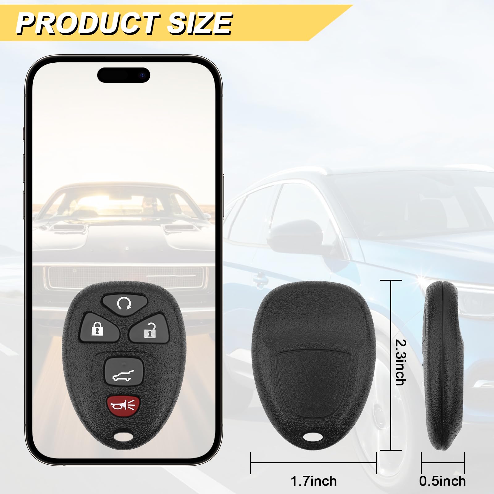 Vurkcy Key Fob Replacement For 07-14 Chevy Suburban Tahoe/ 09-17 Traverse/ 07-14 Gmc Yukon/ 08-17 Acadia Buick Enclave/ 07-13 Es