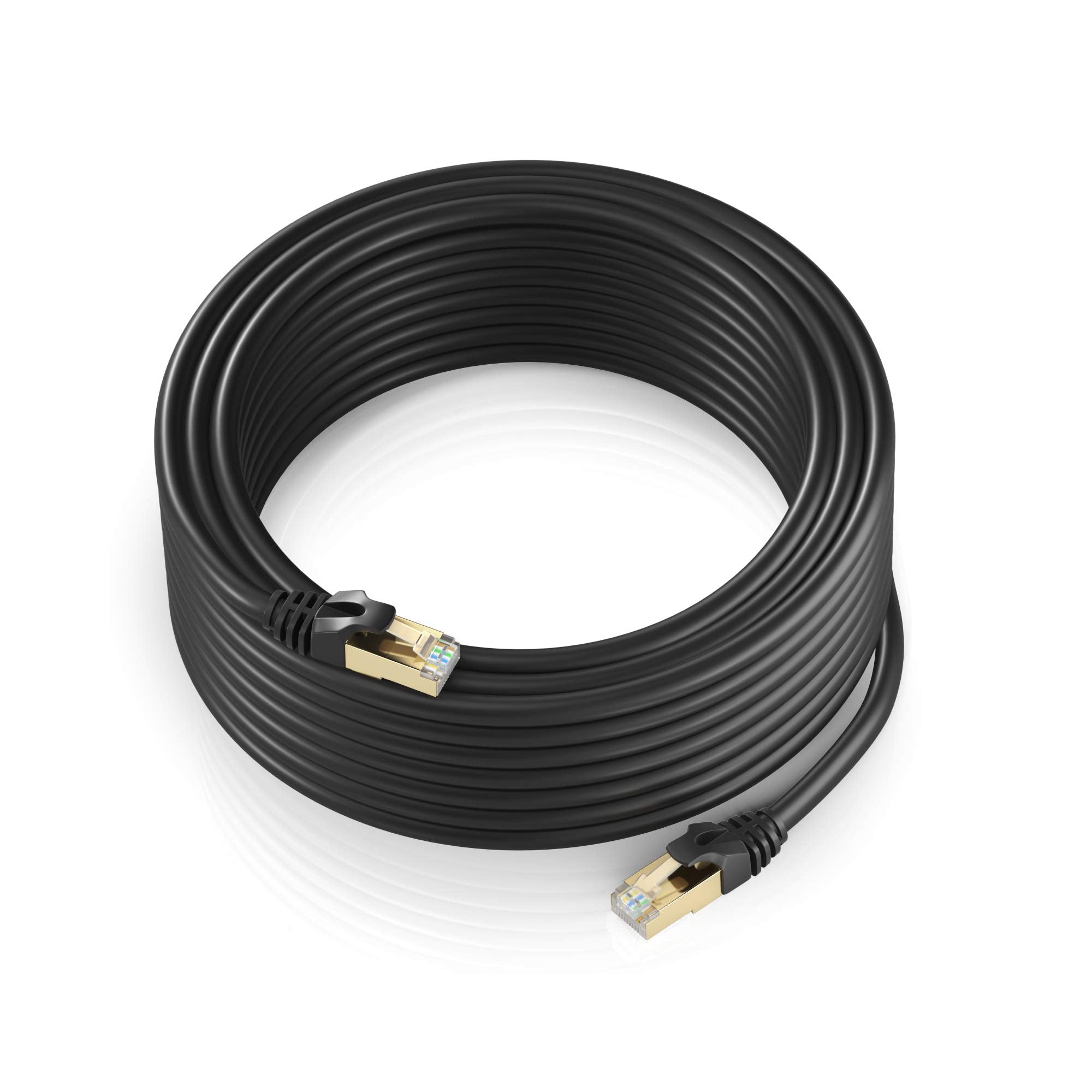 Cat 7 Ethernet Cable 100 Ft   High Speed Internet & Network Lan Patch Cable, Rj45 Connectors   100Ft / Black   Perfect For Gaming, Streaming, And More