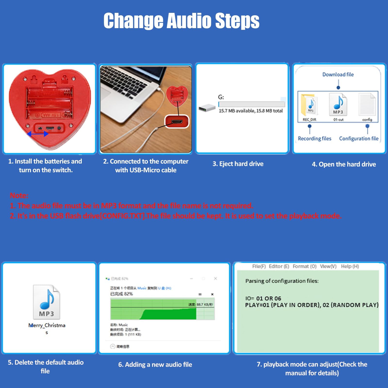Xlw 16Min Voice Recorder For Stuffed Animals,Personal Voice Message Recordable Sound Recorder Chips Module For Mother'S Day Chri