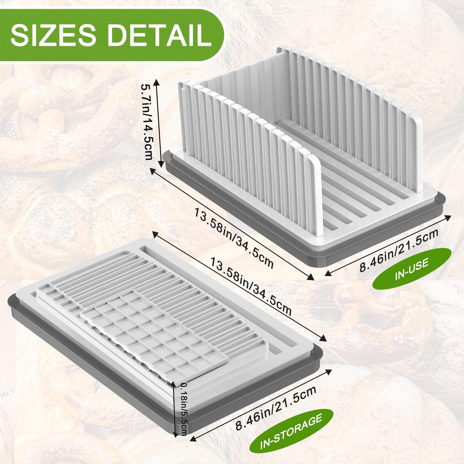 Hhxrise Bread Slicer For Homemade Bread, Adjustable Bread Slicer Guide With Crumb Tray, Plastic Bread Loaf Slicing For Kitchen H
