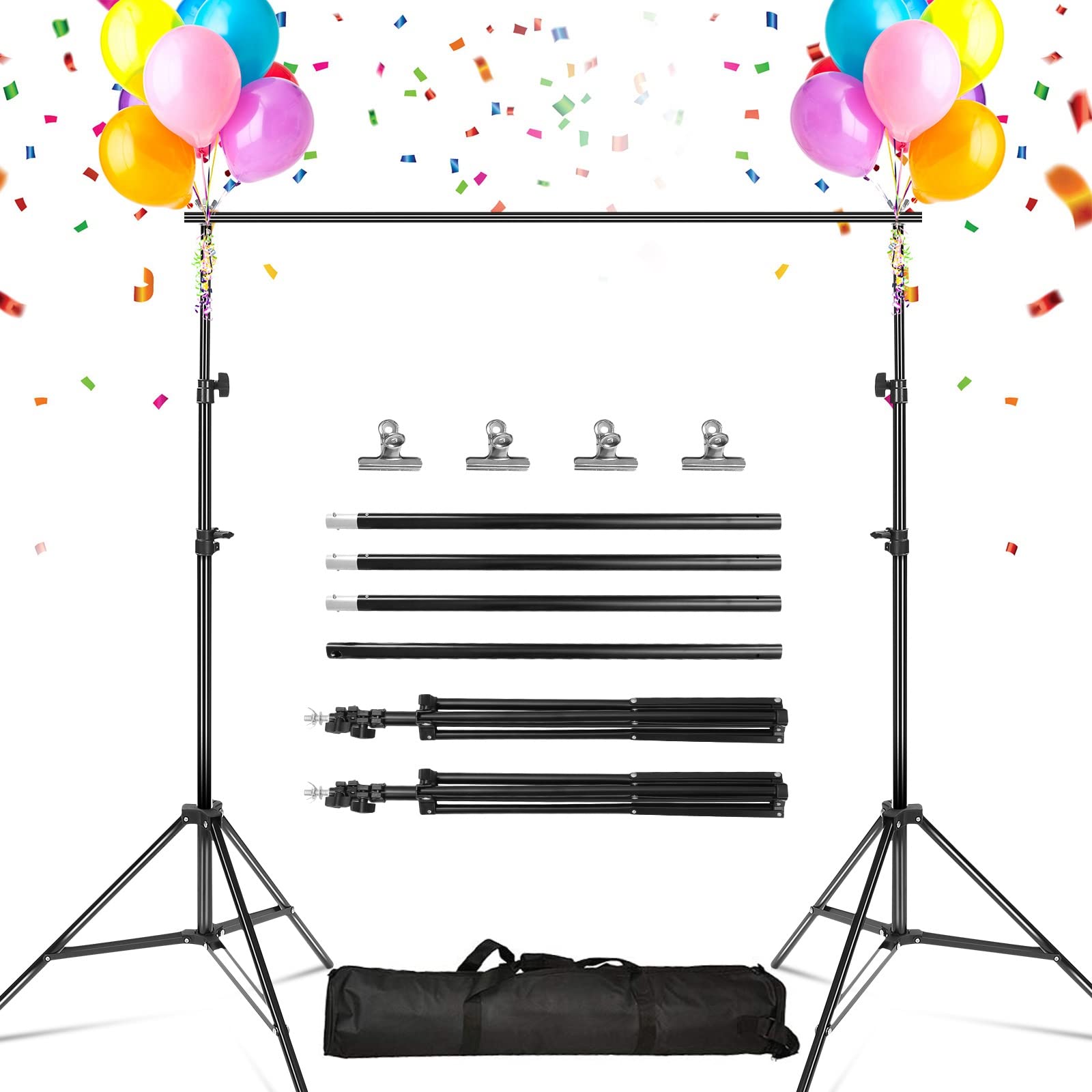 Imountek Backdrop Stand Photo Video Studio, 10Ft Wide Adjustable Backdrop Stand, Background Support System Kit With Clamps Carry