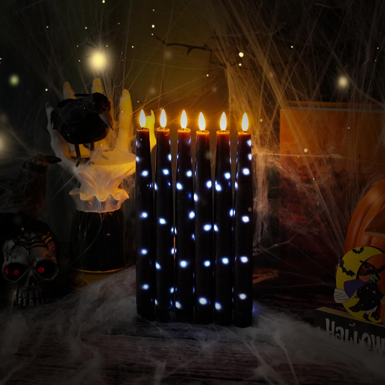 Nimiko Flameless Taper Candles With Star Lights, Remote Control, And Timer Control, Made Of Real Wax, Led Battery-Powered Candle