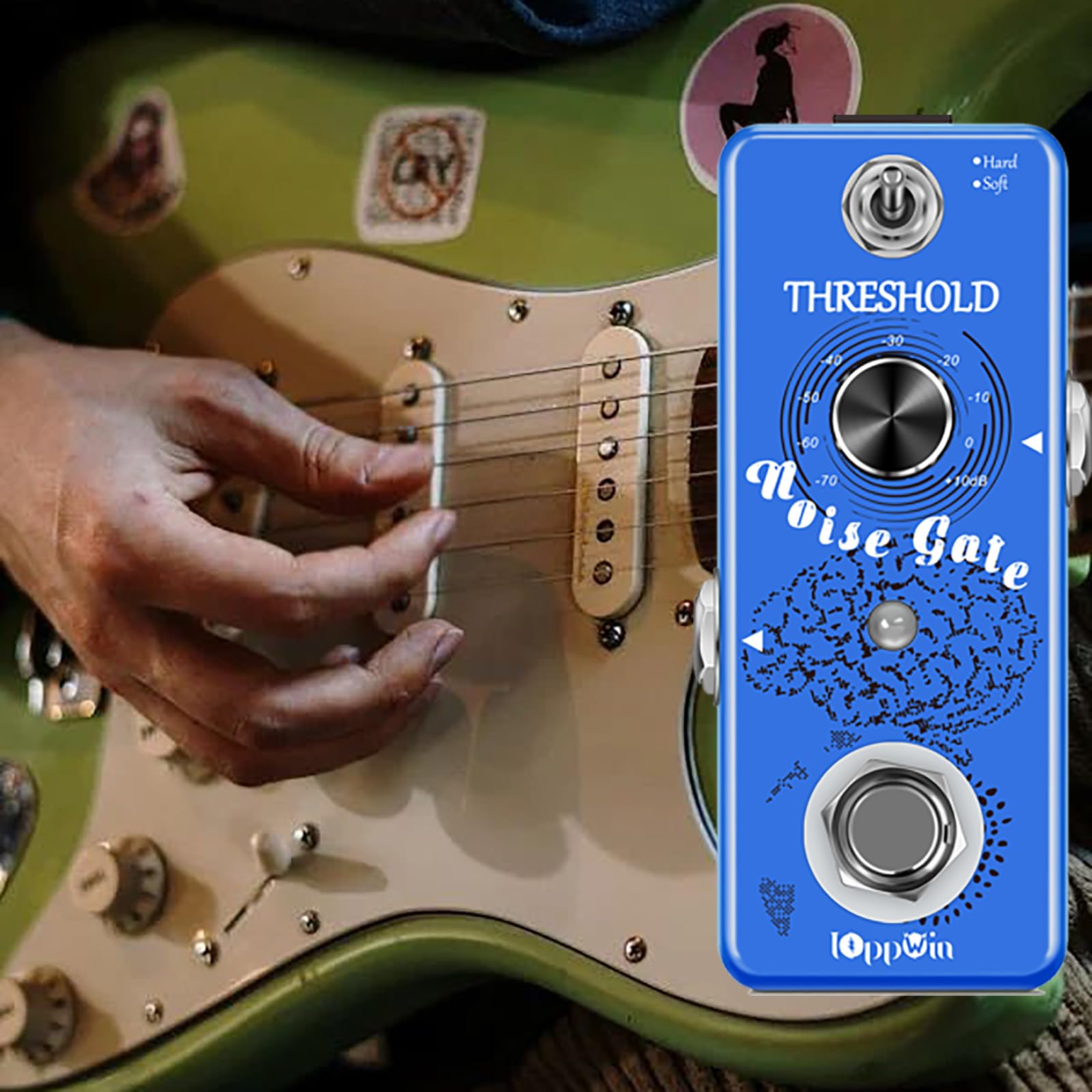 Ioppwin Guitar Noise Gate Pedals, Dual Mode Noise Reduction Guitar Effects Pedal - Hard/Soft Settings, Metal Shell, True Bypass,