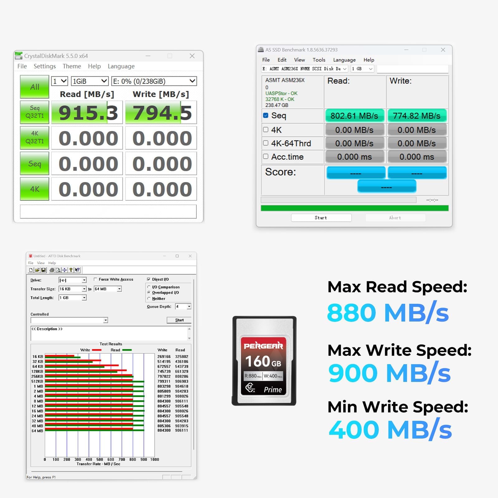 Pergear Vpg200 Professional 160Gb Cfexpress Type A Memory Card, Up To 880Mb/S Read Speed & 900Mb/S Write Speed For 4K 120P,8K 30