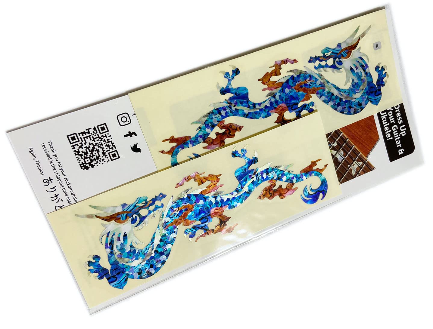 Jockomo Dragon Dragon Bl Symmetrical Set Guitar Bass Inlay Sticker