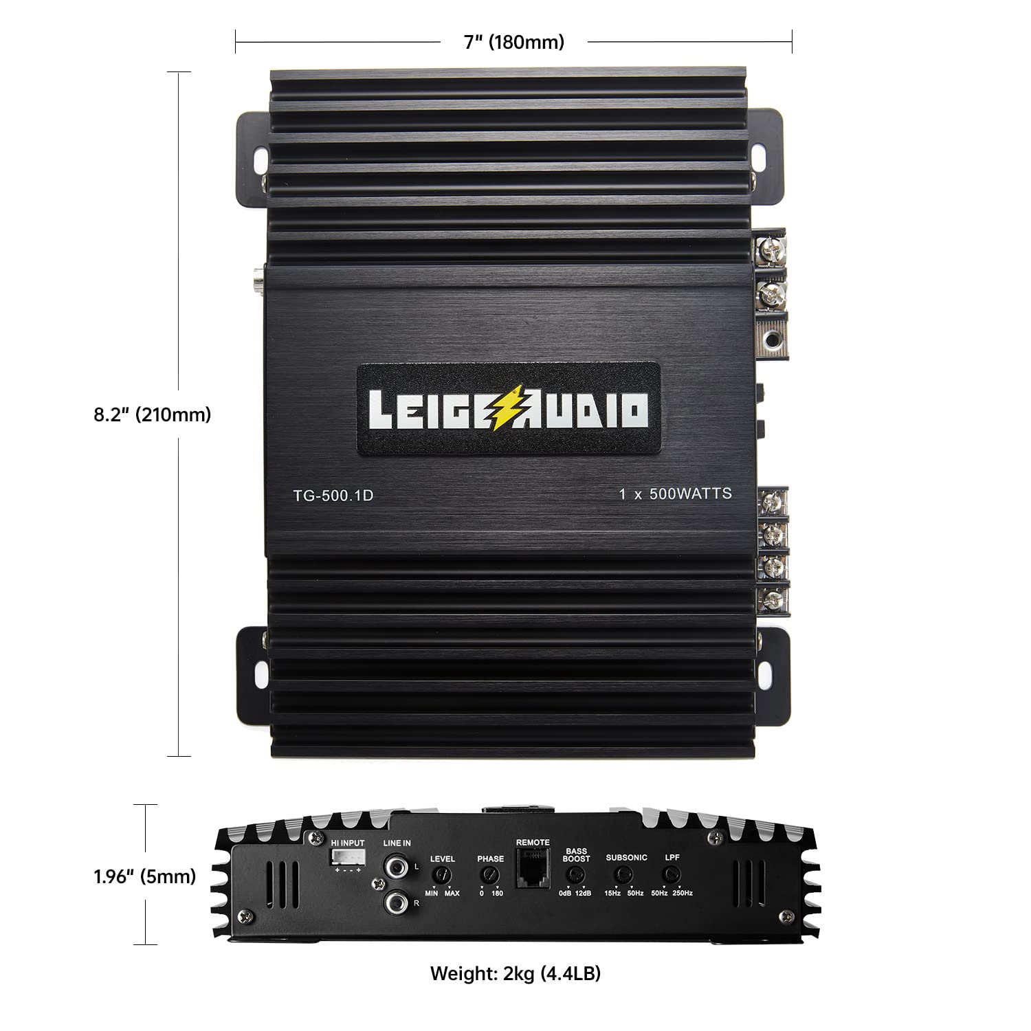 Leigesaudio 500 Watts Monoblock Amplifier, Class D, 1 Ohm Stable Subwoofer Amplifiers For Car Audio Speakers