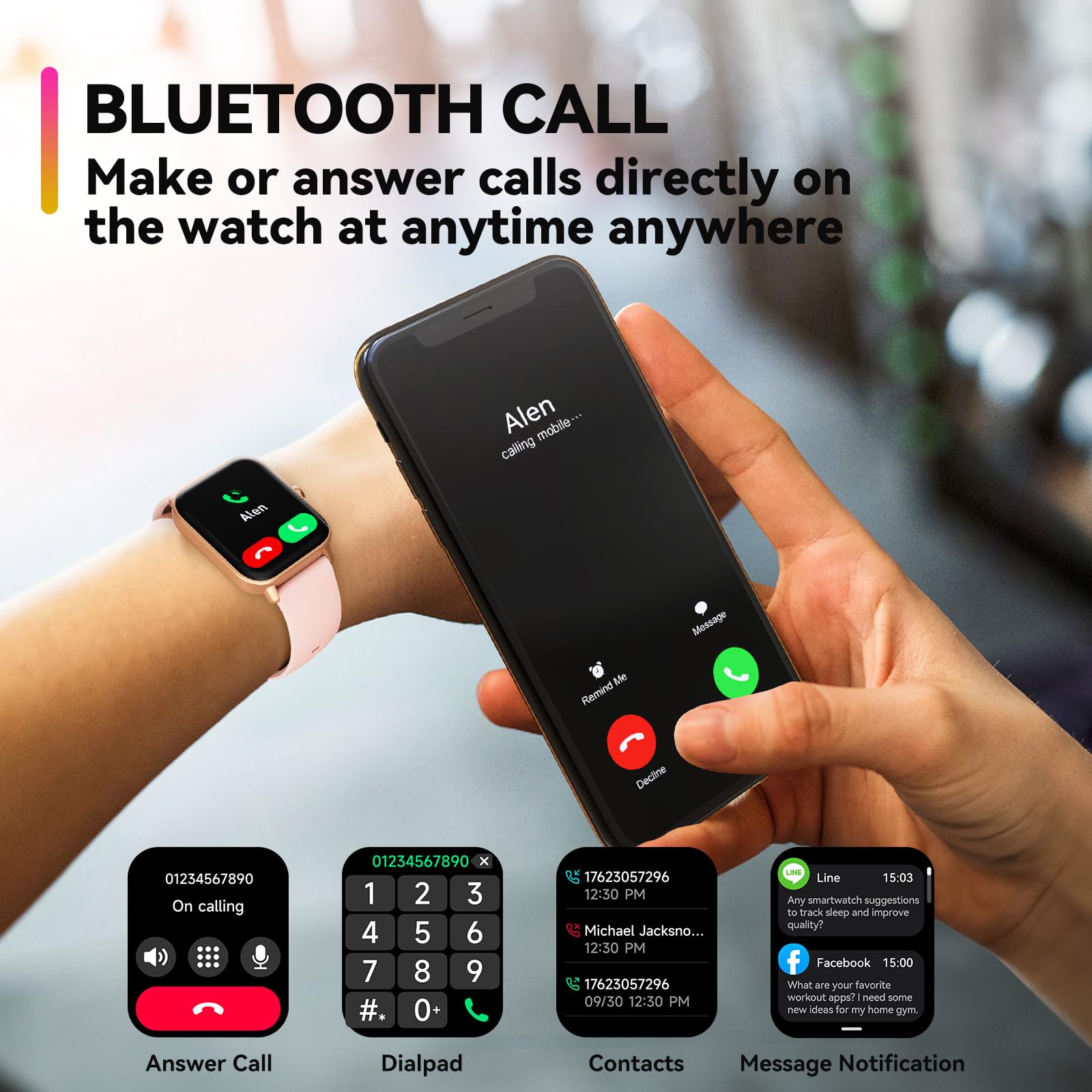 Enomir Smart Watch For Men Women, Alexa Built-In Fitness Tracker With Call Function & 2025 Upgraded 1.8 '' Hd Anti-Fall Screen,