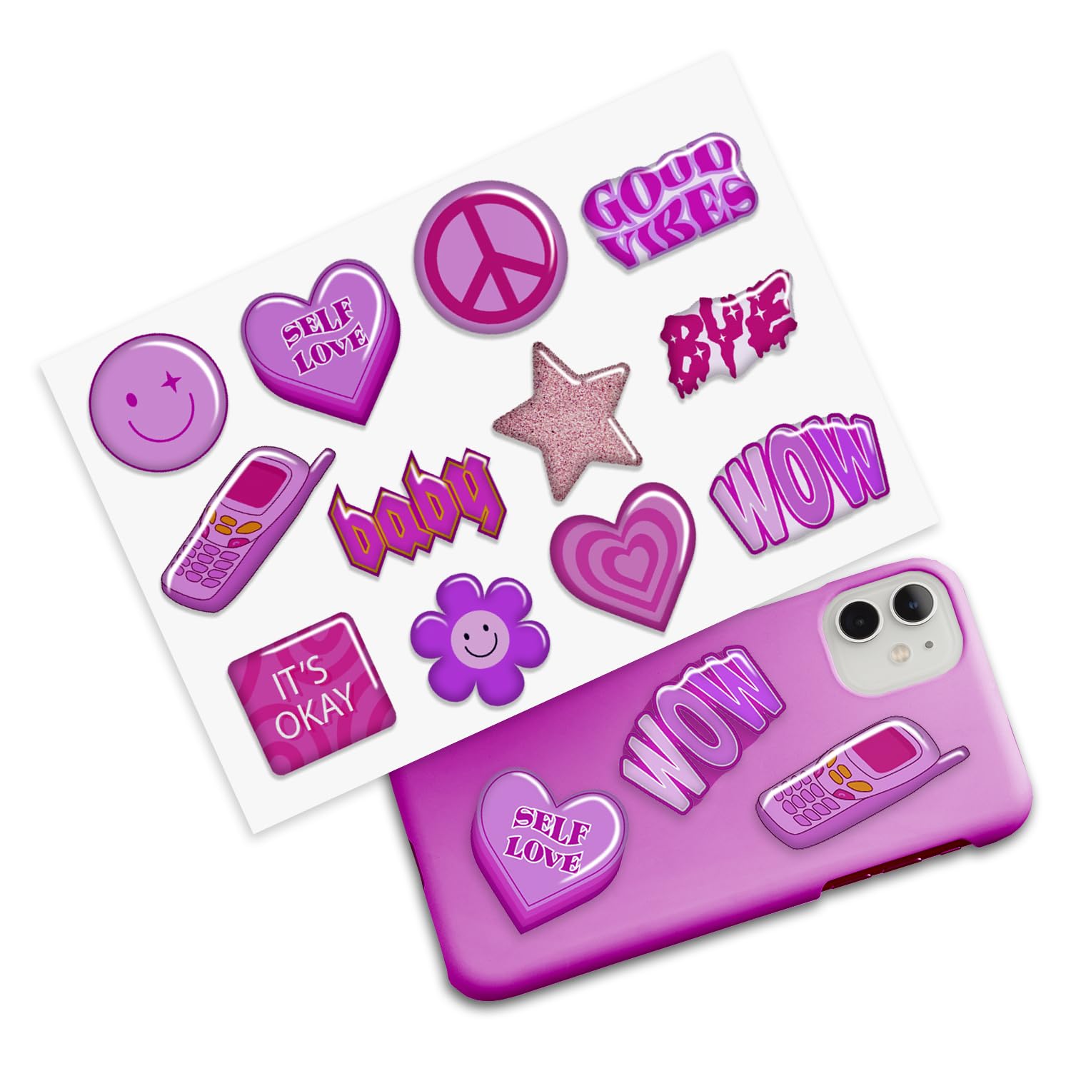 Y2K 3D Stickers For Phone Case Aesthetic   Puffy Cell Phone Stickers For Back Of Phone   3D Puffy Stickers For Adults, Girl Smal