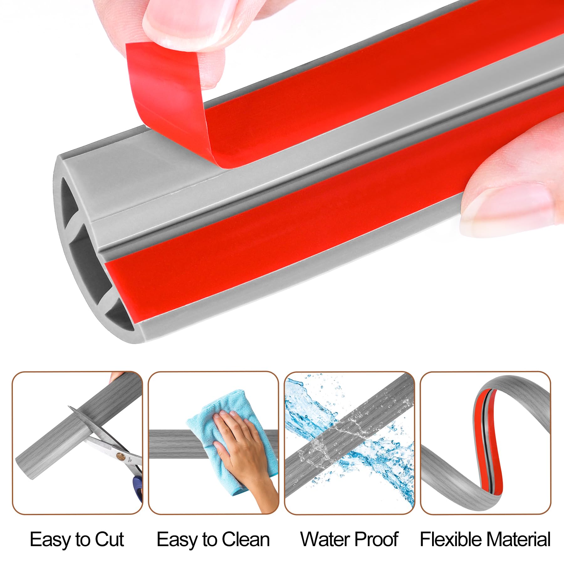 Myfamirea 20Ft Floor Cord Cover For Wire Self Adhesive Cable Cavity Management Pvc Extension Cord Hider Power Floor Wire Protect
