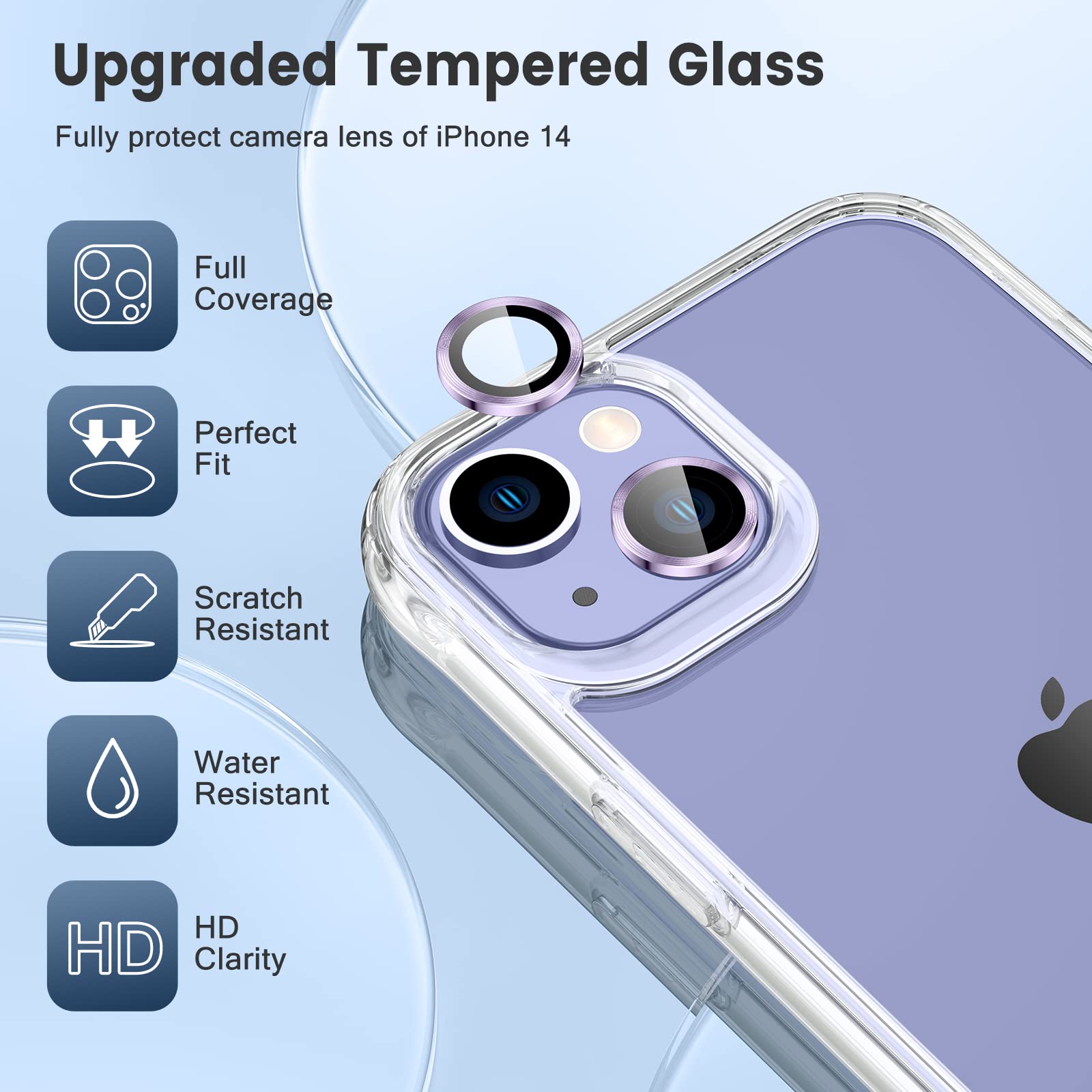 Maxdara [3 In 1 For Iphone 14 Case, Clear Case With Tempered Glass Screen Protector + Camera Lens Protector Drop Protection Case