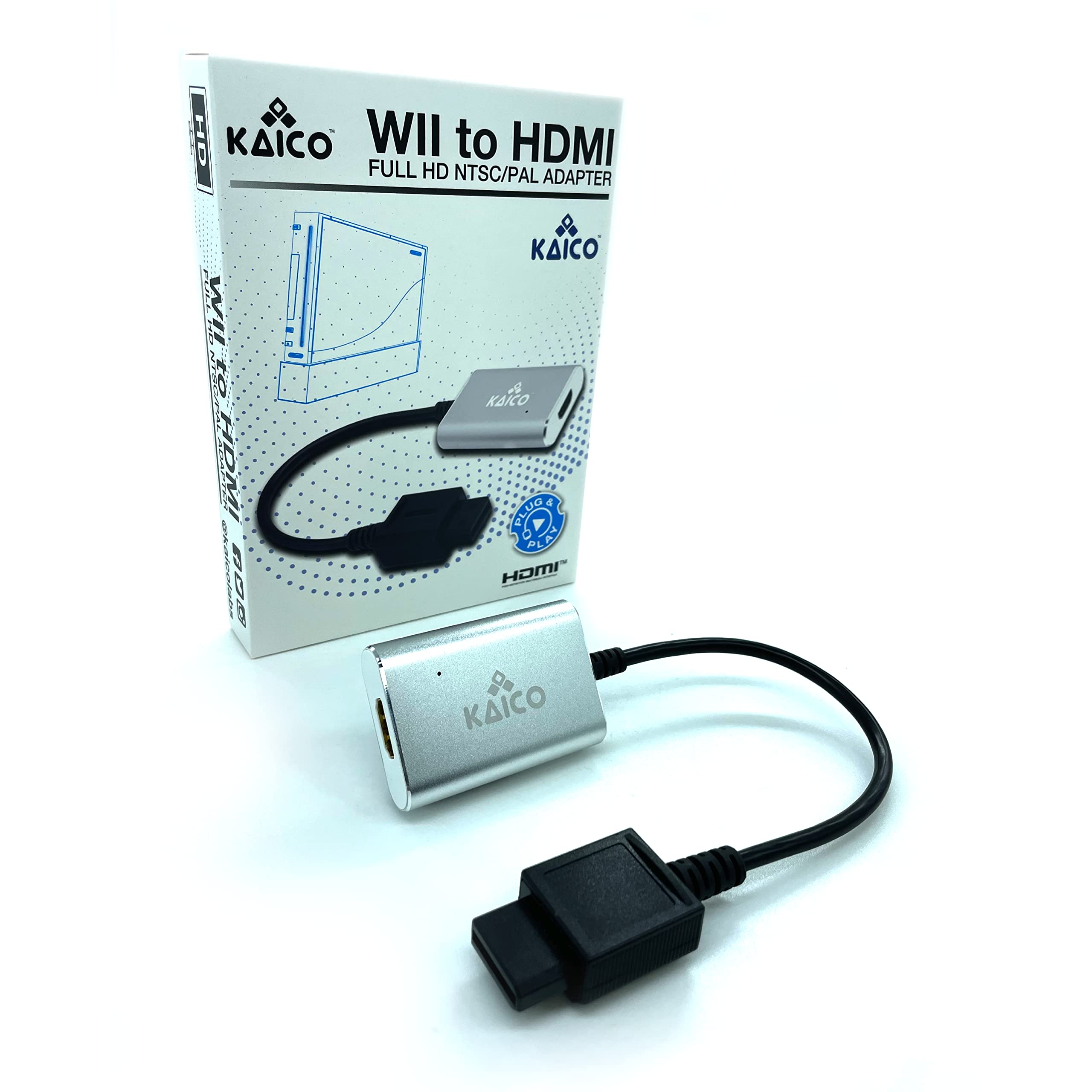 Kaico Wii to HDMI Adapter for Nintendo Consoles, Supports Component Output - Plug & Play - NTSC & PAL