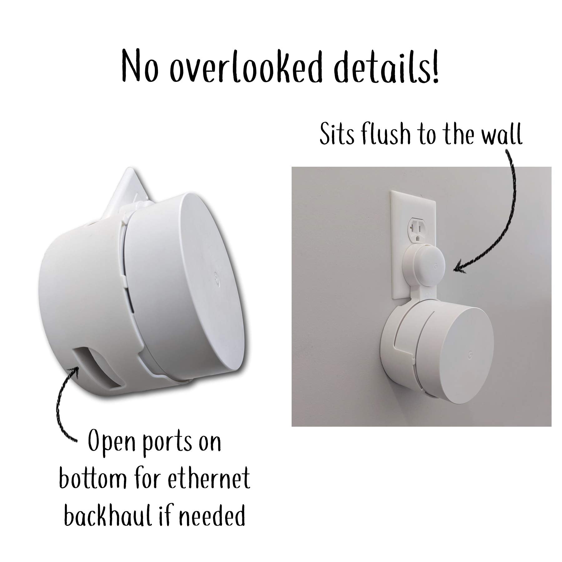 Google Wifi Outlet Holder Mount: [New 2020 � Present Version � Round Plug] The Simplest Wall Mount Holder Stand Bracket For Google Wifi Routers And Beacons   No Messy Screws! (2 Pack)