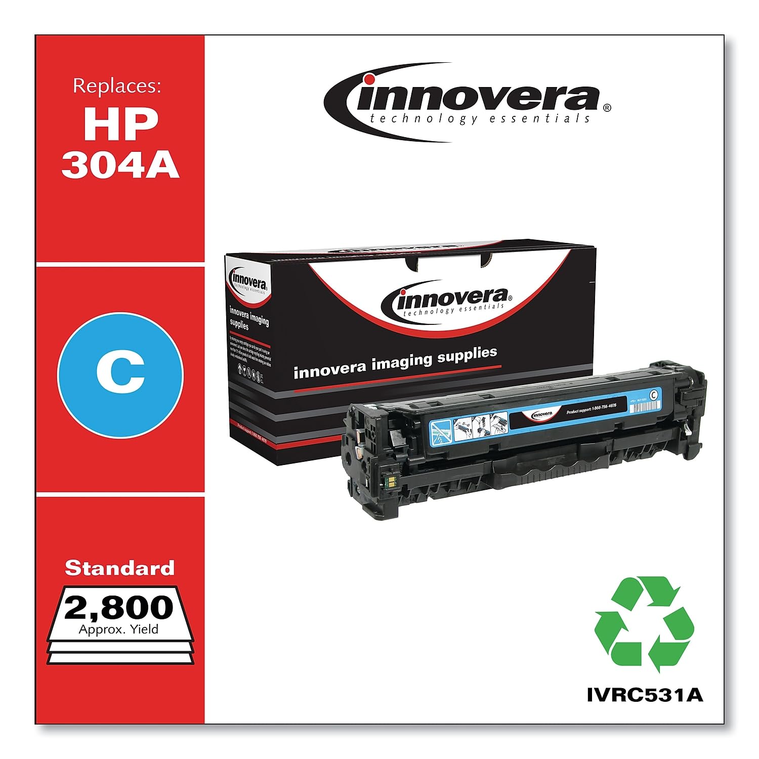 Innovera Ivrc531A Remanufactured Cyan Toner Replacement For Cc531A #304A 2800 Page Yield