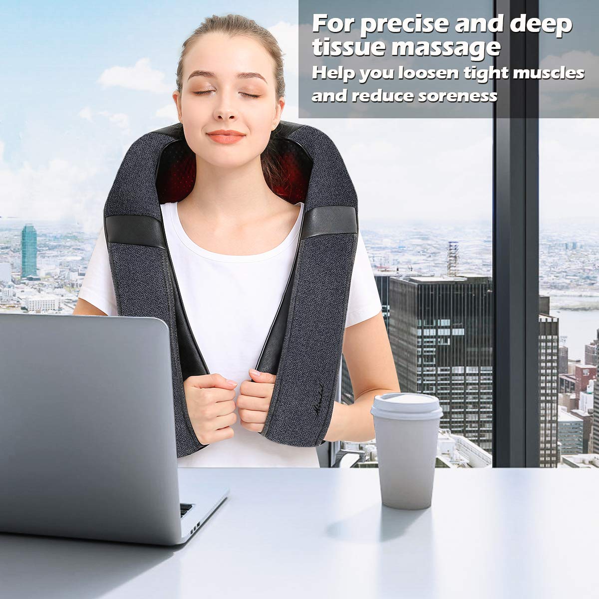 Mirakel Neck Massager With Heat, Shiatsu Shoulder Massager, Electric Kneading Back Massager, Massage Pillow For Pain Relief Deep