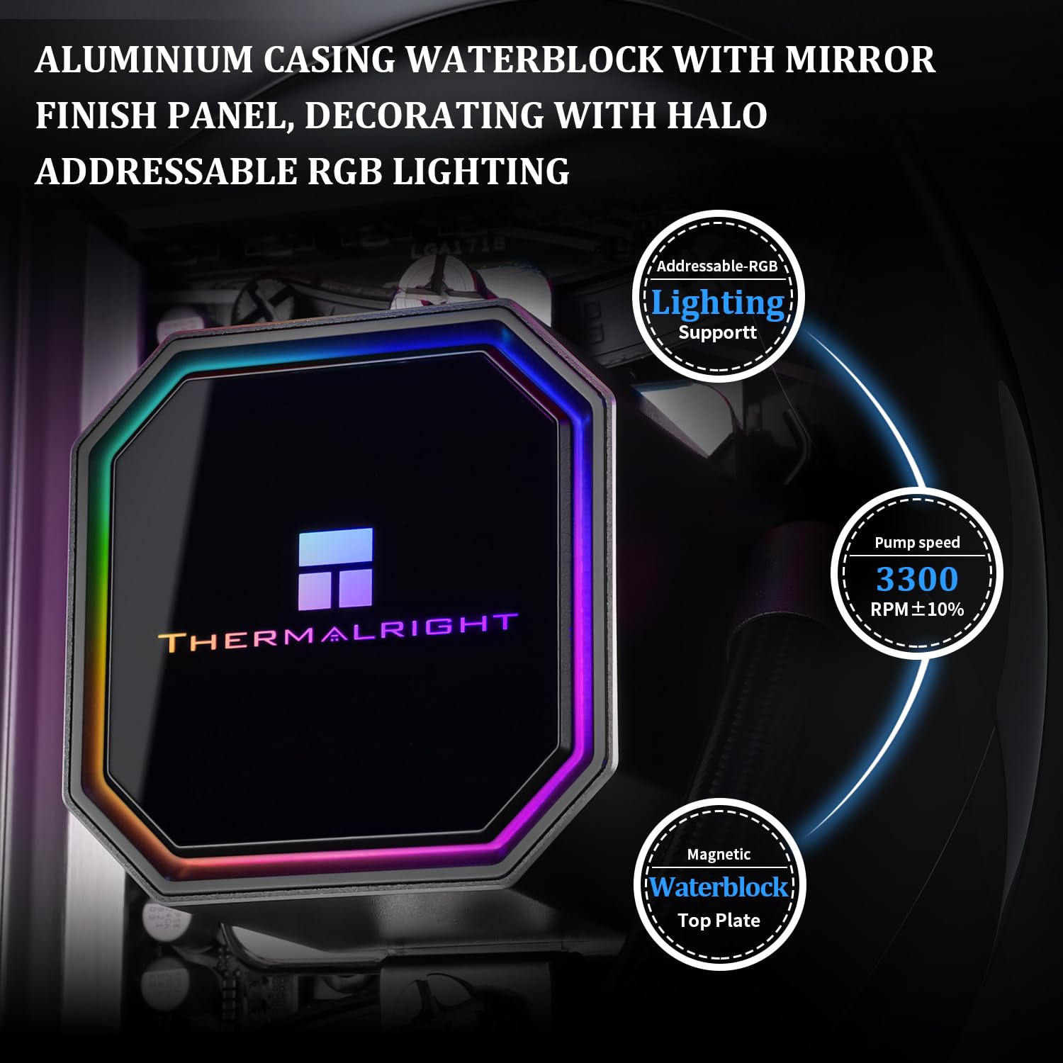 Thermalright Frozen Prism 240 Black Cpu Liquid Cooler,Efficient Pwm Controlled Pump 3300Rpm,Tl E12 Series Pwm Fan  2,Water Cooli