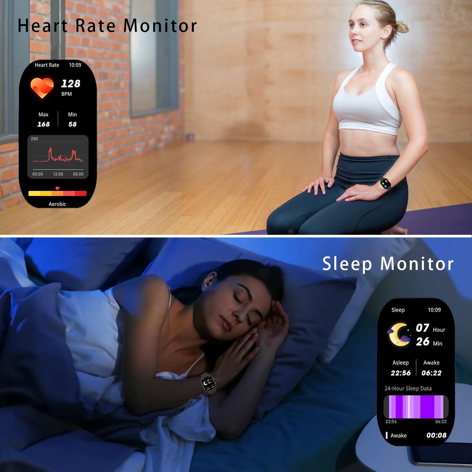 Ledxbnss Smart Watch For Men Women With 2.1 '' Hd Screen Military Watches, Call & Text For Android Ios, Heart Rate & Activity Tr