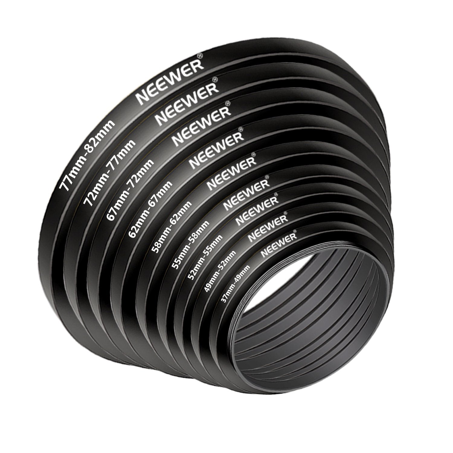 Neewer 18 Pieces Metal Camera Lens Filter Adapter Ring Kit 9 Pieces Step Up Ring+9 Pieces Step Down Ring Set Compatible With Can