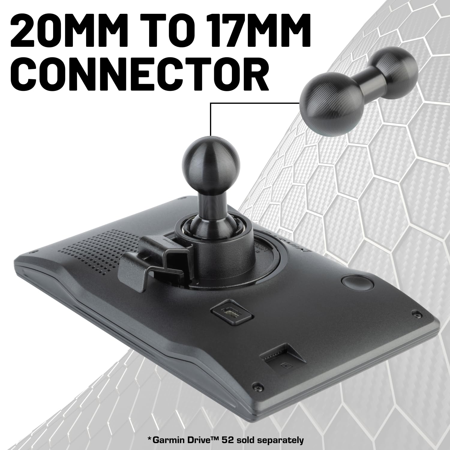 Bulletpoint Aluminum 20Mm Ball To 17Mm Ball Mount Extension Connector For Mounting Arms Compatible With Garmin & Other Gps Devic