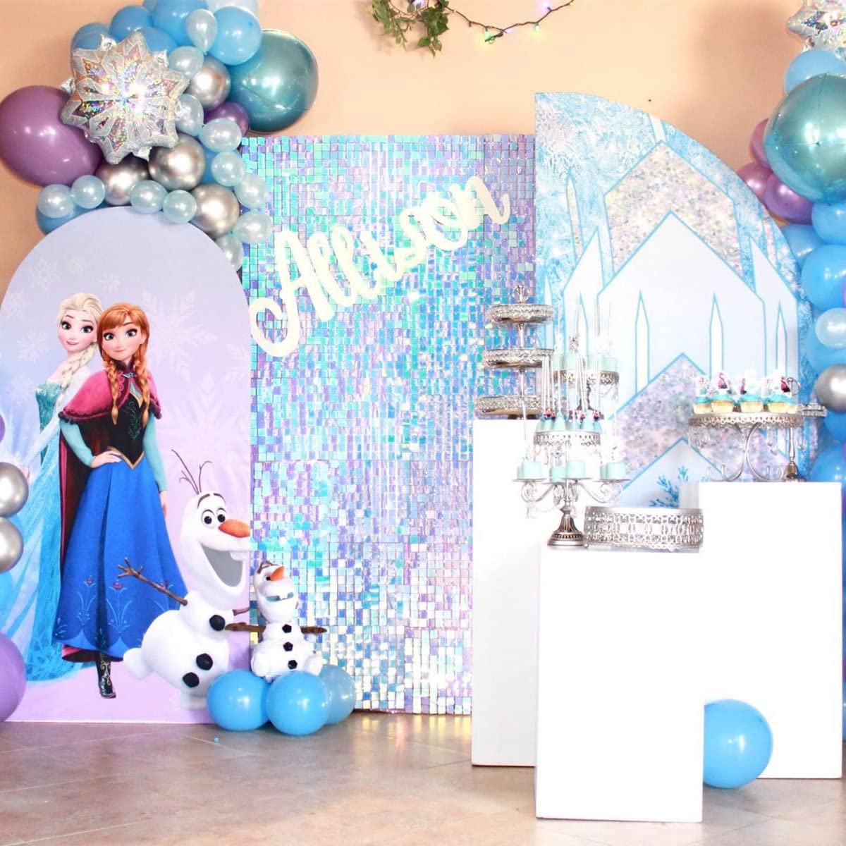 Shimmer Wall Backdrop Iridescent Panels Sequin Wall Panels Glitter 24 Panels Square Shimmer Backdrop Decorations For Birthday An