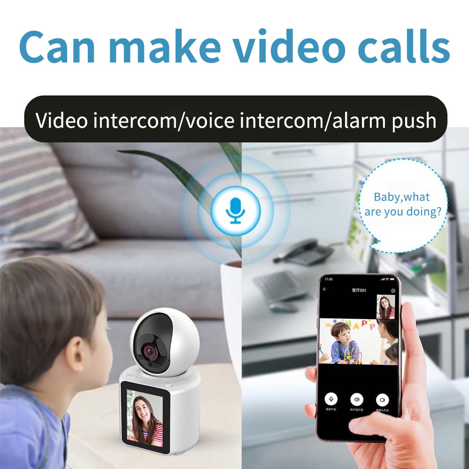 Lastcow Two Way Video Calling Camera With 2.8 Inch Hd Screen, 1080P Indoor Home Security Camera, Indoor Home Nanny Camera,Baby/E