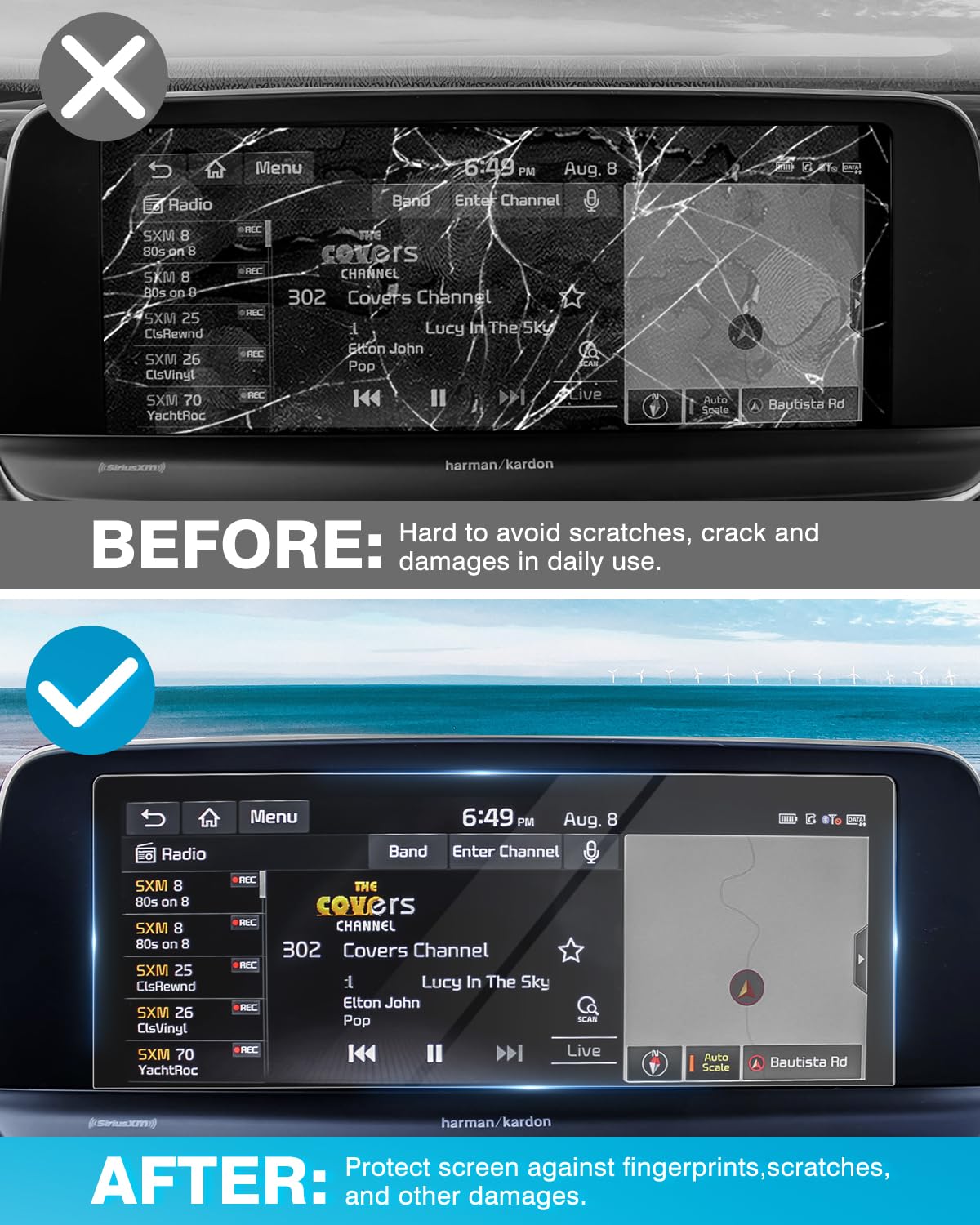 Karltys 2 Pack Tempered Glass Screen Protector For 2020 2022 Kia Telluride Ex Sx /2020 2022 Niro 10.25 Inch Touchscreen, Car Radio Display Screen Cover Anti Fingerprint Accessories