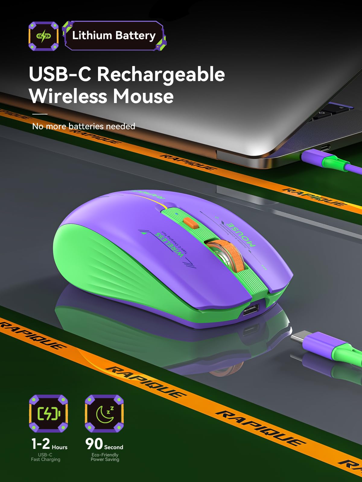 Rapique Bluetooth Wireless Mouse   (Bt1/Bt2+Usb Receiver) Dual Mode, Rechargeable, Quiet Click, Multi Device Compatibility For L