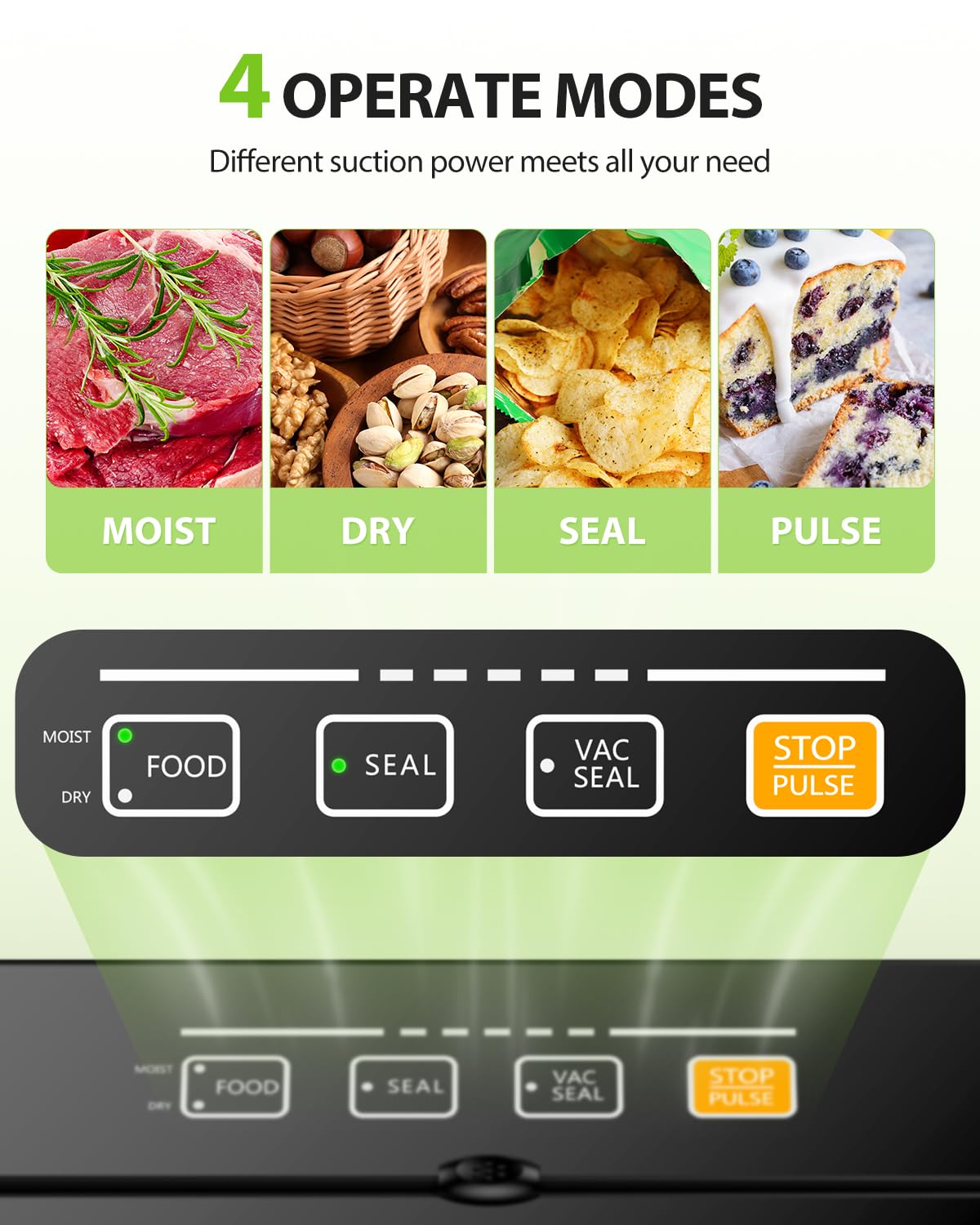 Koios Vacuum Sealer Machine, 86Kpa Automatic Vacuum Air Food Sealer/Built In Cutter Starter Kit, Dry & Moist Food Preservation M