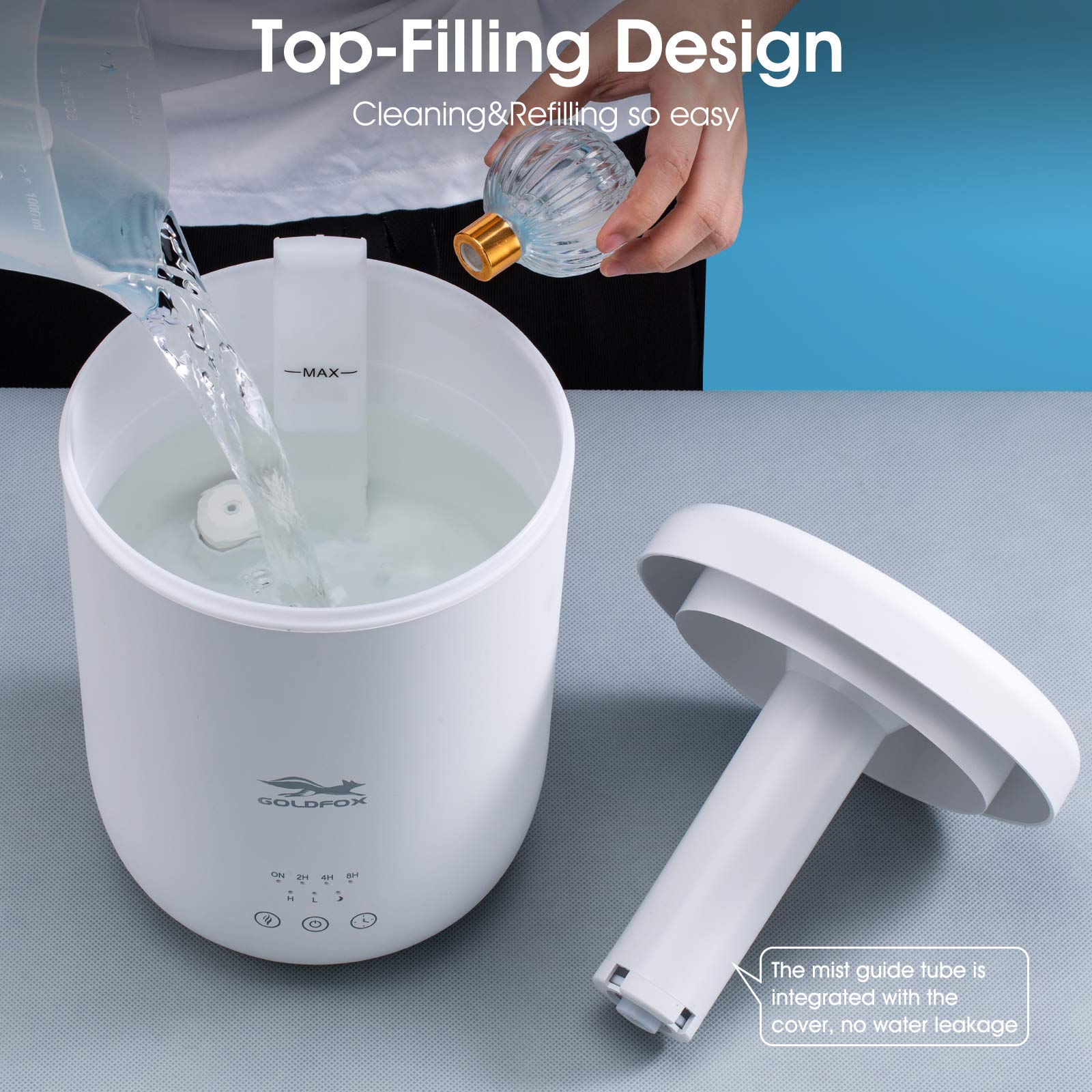 Cool Mist Humidifiers For Bedroom, 2.2L Top Fill Small Humidifier For Plants And Baby Nursery, 28Db Quiet Ultrasonic Humidifier